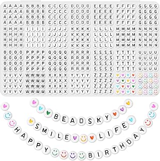 Letter Beads, Beadsky 1456PCS Acrylic A-Z Alphabet Beads for Bracelets, 28 Styles 4x7mm Round Letters Beading Kits for DIY Jewelry Making, Colorful Smile Face & Heart Friendship Bracelet Making Kit