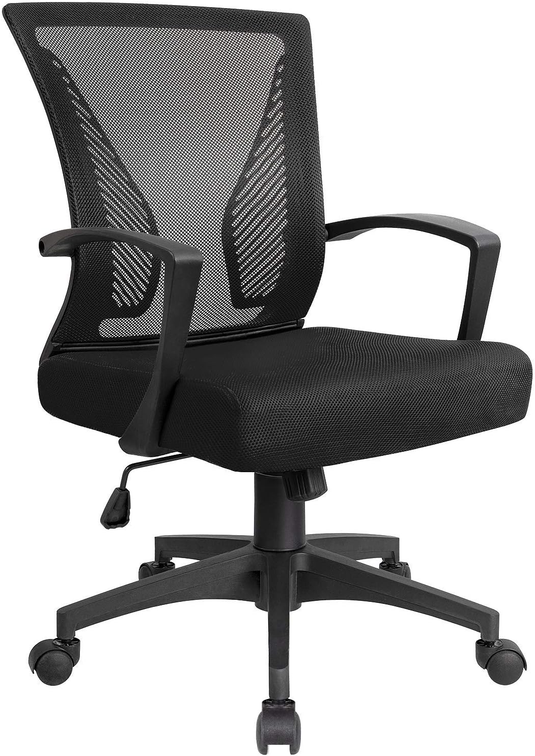 KaiMeng Office Ergonomic Mesh Computer Chairs Lumbar Support Mid Back Study Desk Chair Small Modern Task Chair Cheap Adjustable Swivel, Black