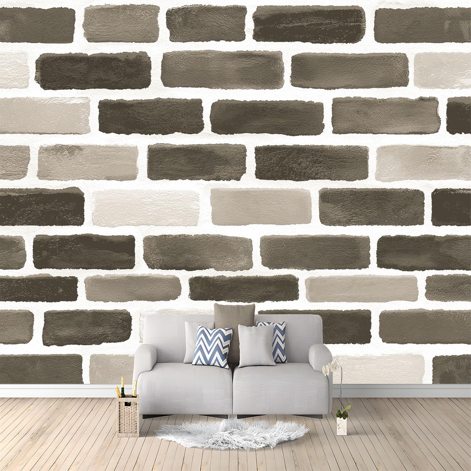 Papier peint intissé brique rétro 250x175 cm pour décoration murale de salon