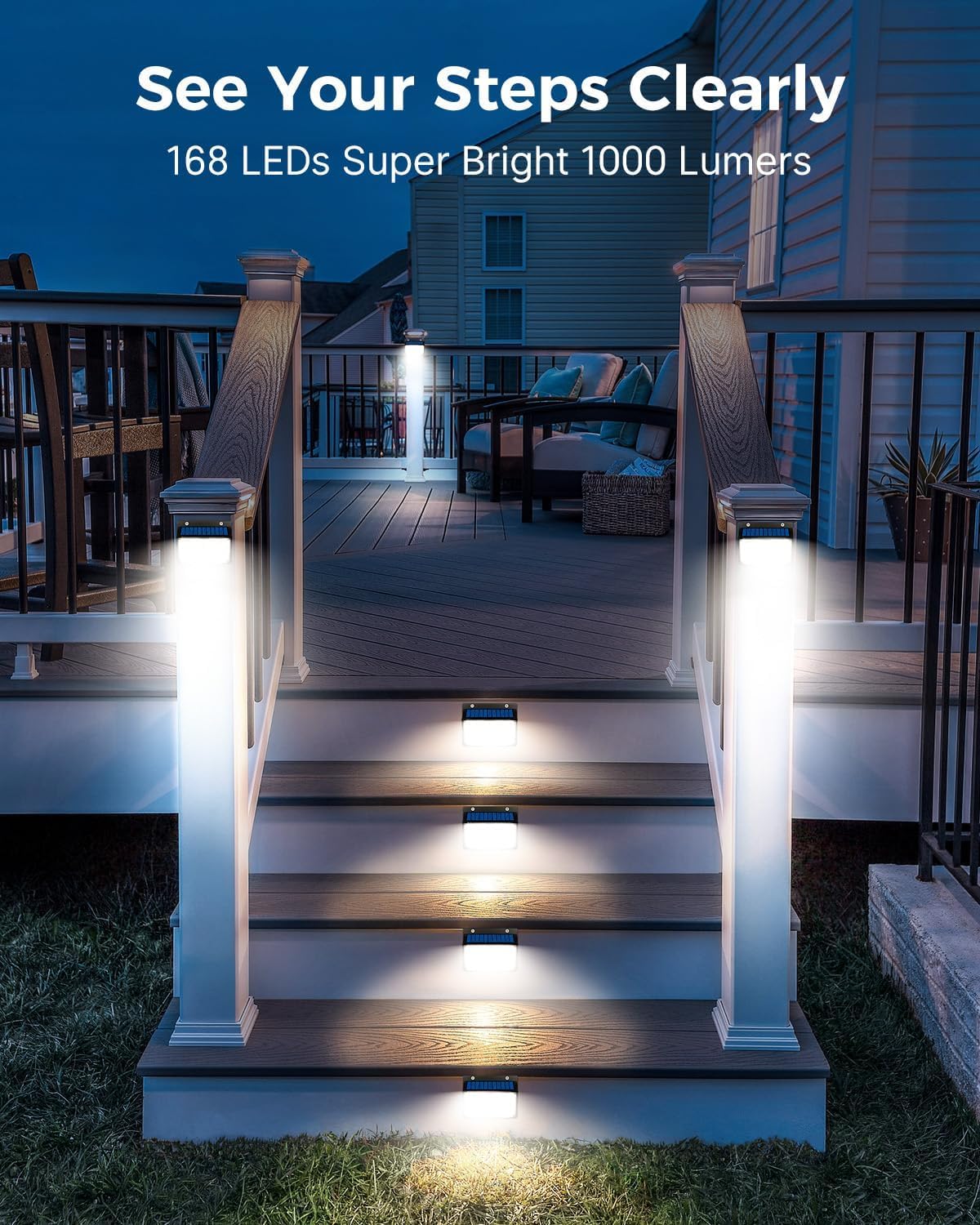 nipify Luce Solare Led Esterno, 4 Pezzi Faretti Solari a Led da Esterno con Sensore di Movimento 3 Modalità Lampade Solari da Esterno IP65 Impermeabile per Giardino Garage Patio Cortile