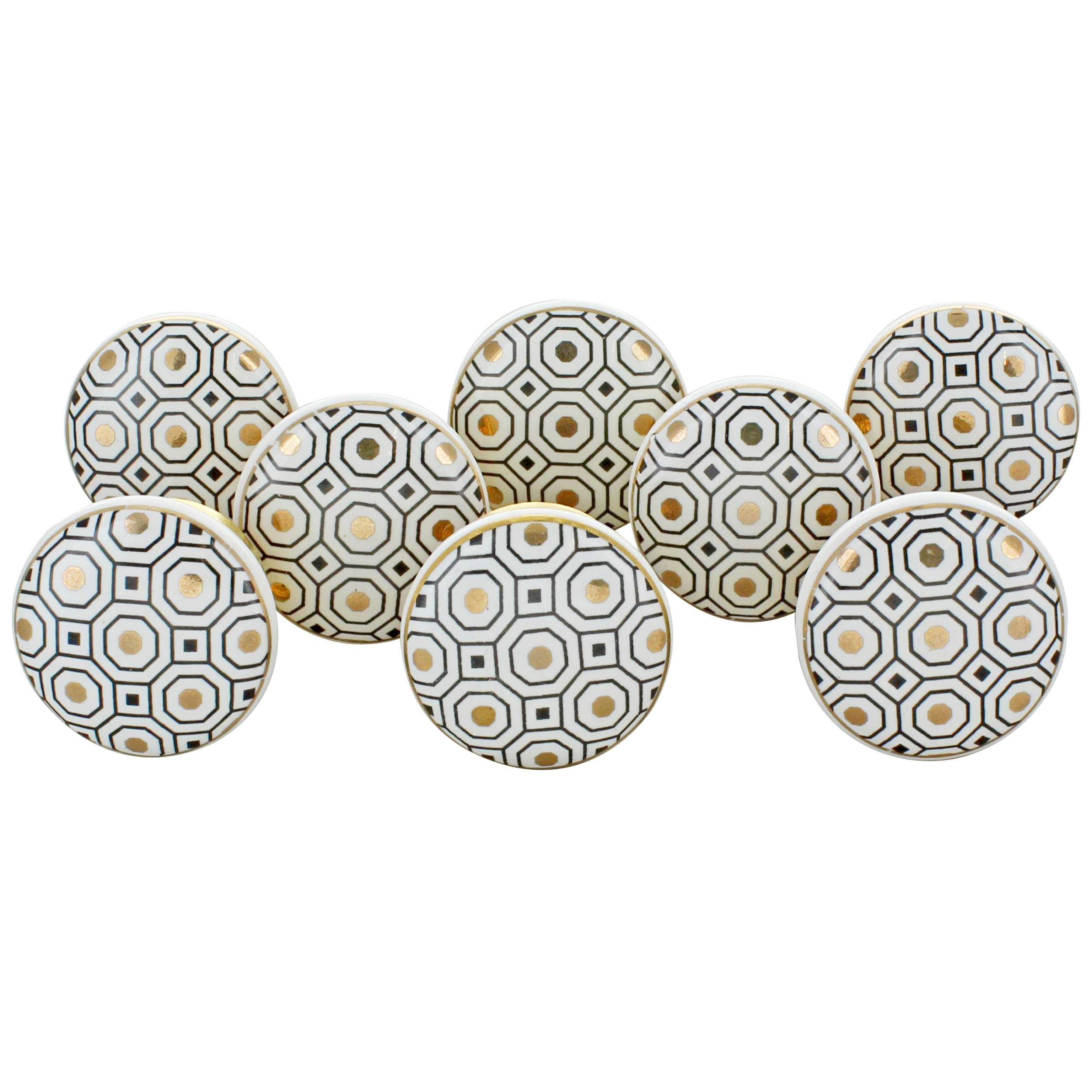 G Decor Gold Set Of 8 Royal I Ceramic Door Knobs Vintage Shabby Chic Cupboard Drawer Pull Handles