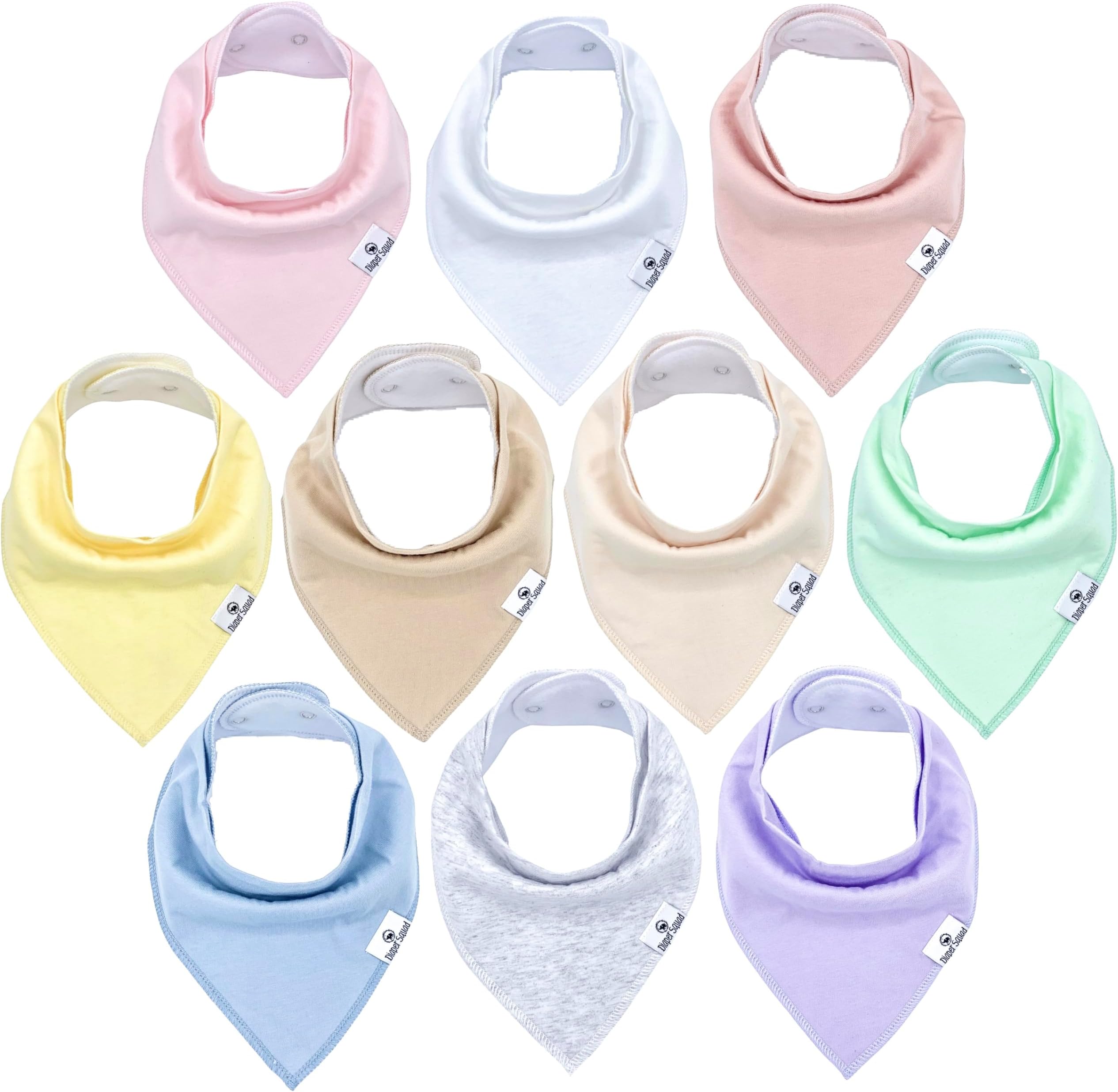 DiaperSquad's Organic Baby Drool Bibs | Super Absorbent & Adjustable Baby Bibs for Drooling and Teething | 100% Soft Cotton