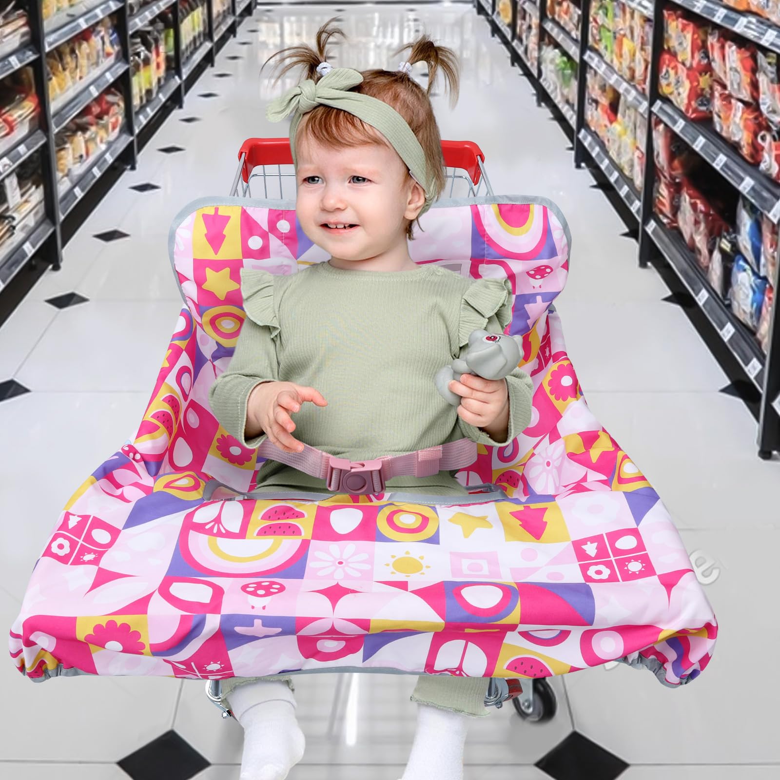Copertura del Carrello Della Spesa per il Bambino,Copertura Sottile per Seggiolone Copertura per Carrello Della Spesa,Morbido e Confortevole, Lavabile in Lavatrice,Adatto all'uso Estivo