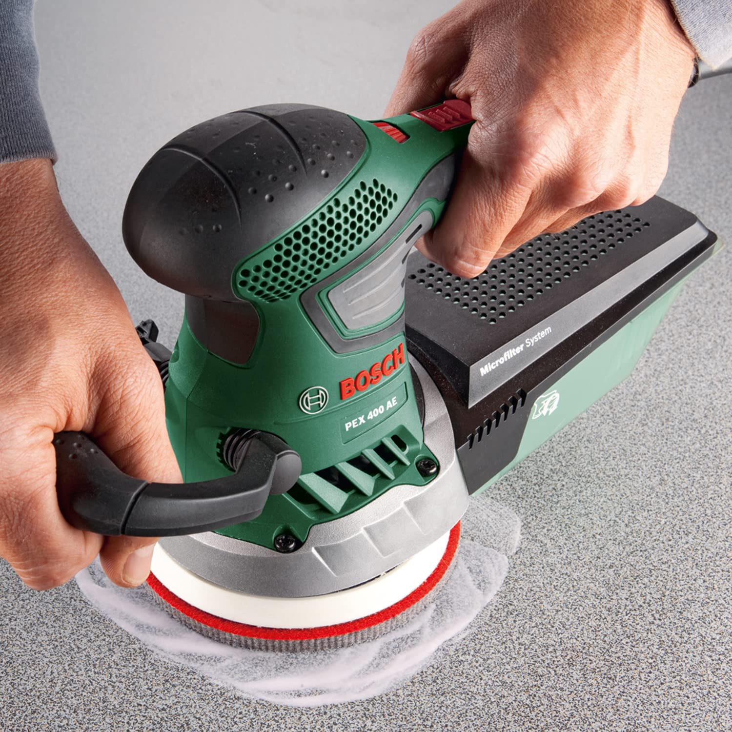 Bosch 06033A4000 Pex 400Ae Levigatrice Rotorbitale, 370 W, 230 V, 38 X 34 X 15 Cm