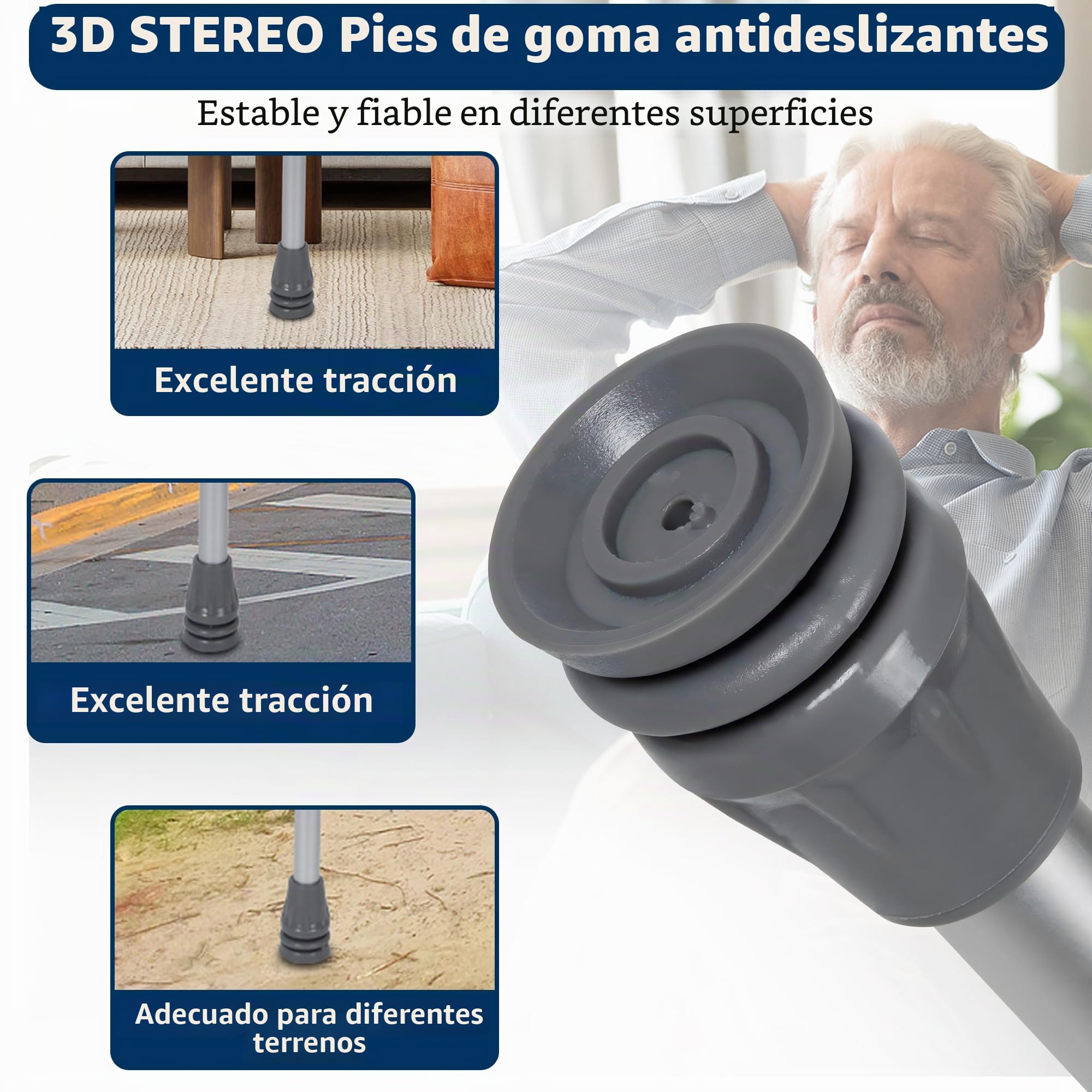 Muletas axilares para adultos, 2 unidades, muletas de altura ajustable para hombres y mujeres, muletas resistentes que soportan 150 kg (330 libras), muleta de aluminio ligera con asas acolchadas y