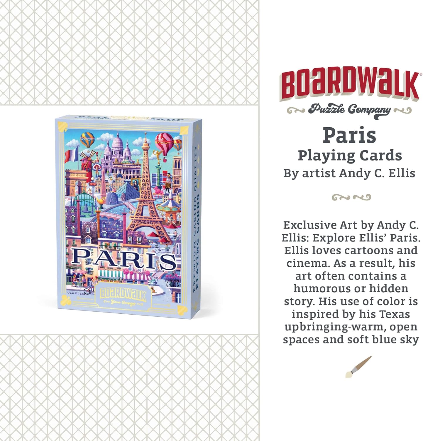 Boardwalk Puzzles Premium Featherlight Unique Playing Cards, Fun Themed Deck for Home and Travel | Paris