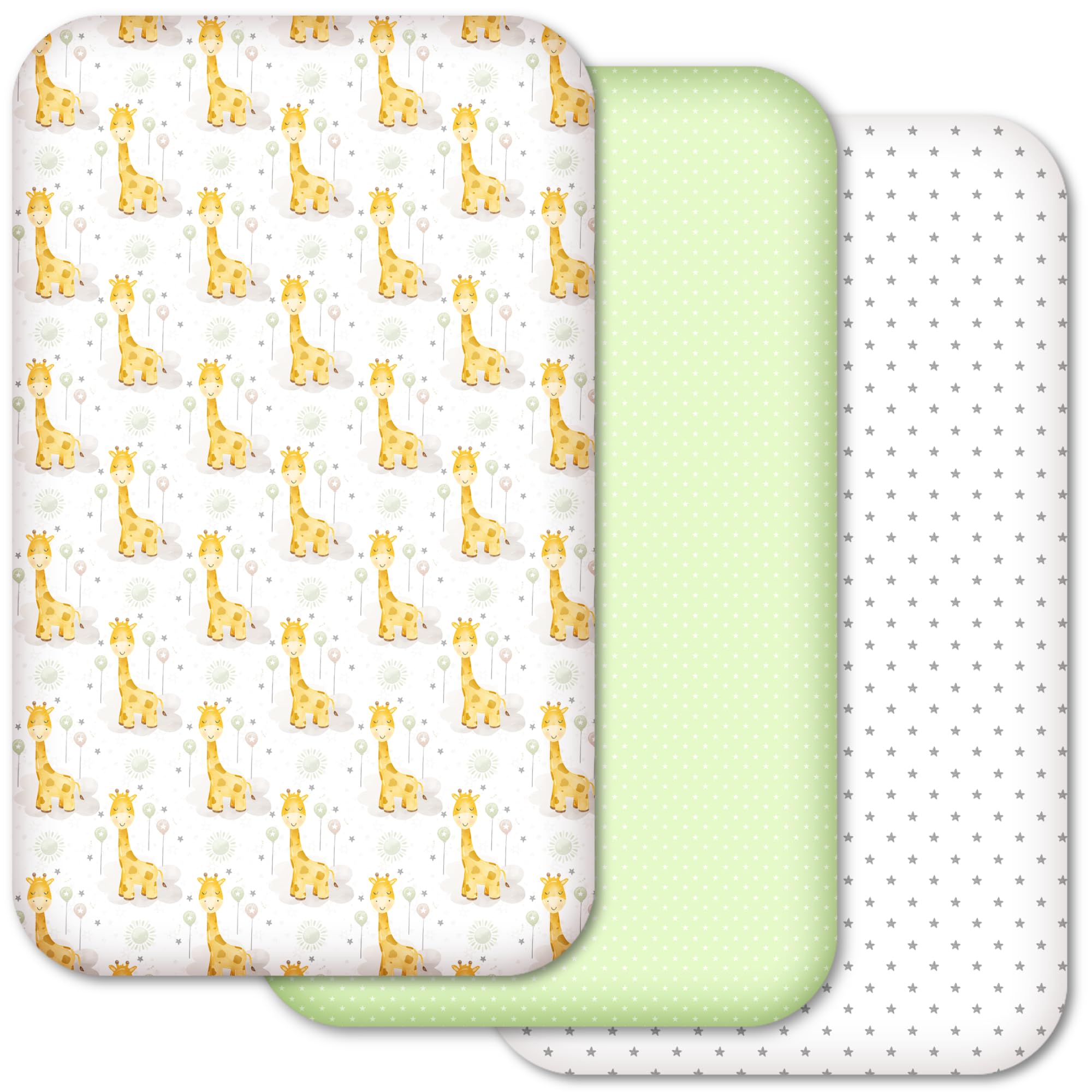 Selemavi Multicolour Next To Me Crib Sheets 83X50cm – 3-Pack - Soft & Breathable Baby Bedding Fitted Sheets Set, Snug Microfibre Sheets For Bedside Cribs (83X50cm, Set 6-3Pcs)