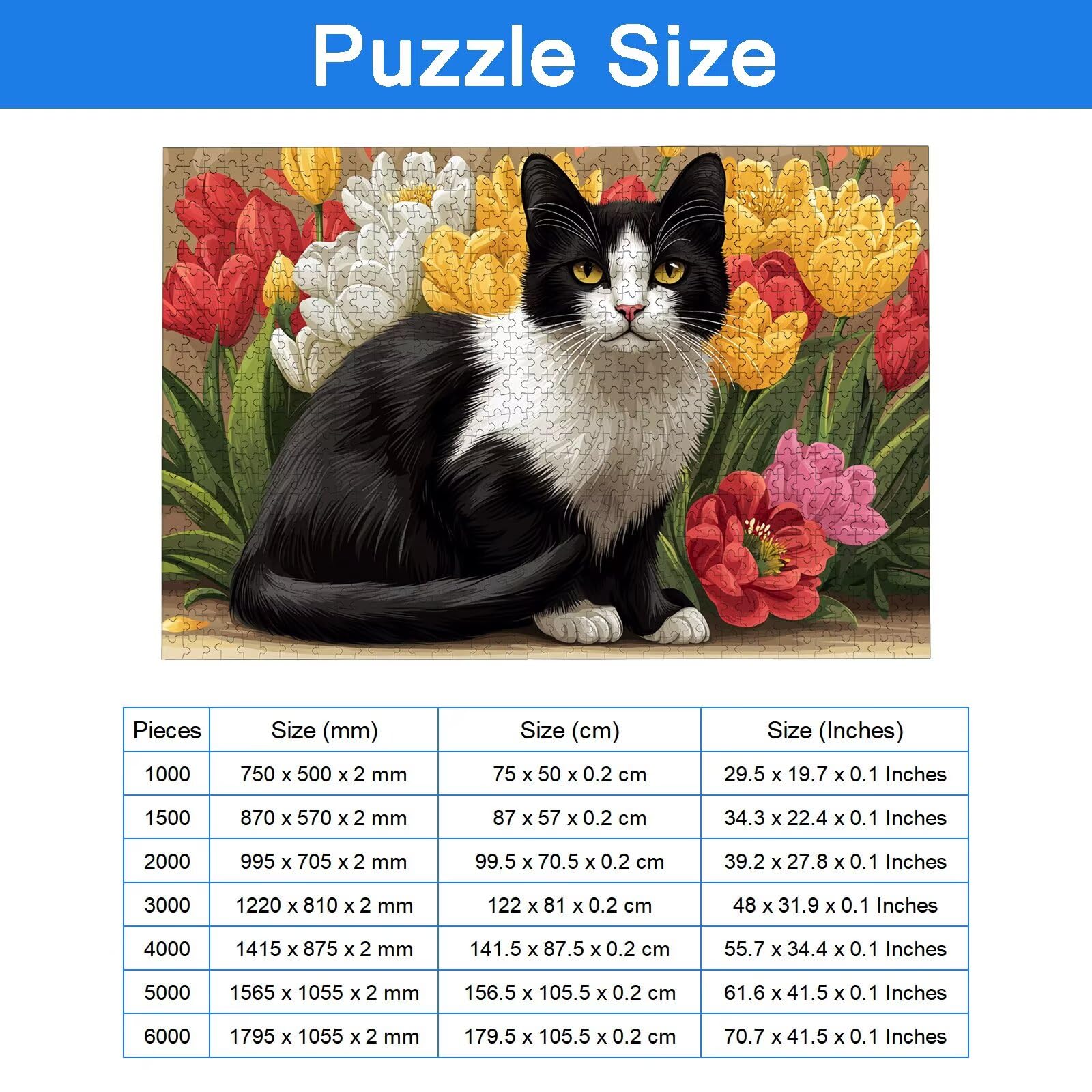 Puzzle 1500 Pièces Chat, Puzzle 1500 Pièces Adultes et Enfants, Puzzles Bois avec Une Boîte d'emballage Exquise, Jeu Éducatif Puzzles Fleur, Decoration Maison, Cadeau Femme, Cadeau Homme, -7707