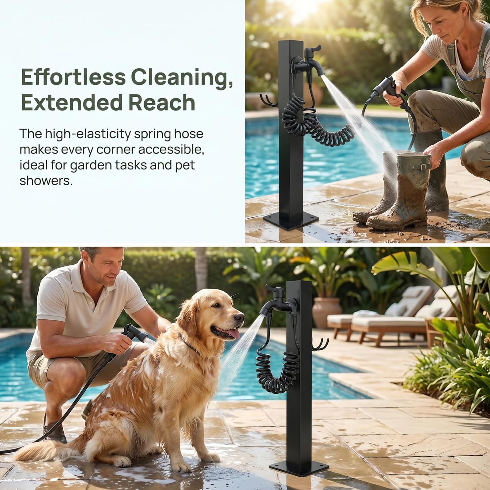 Columna De Agua De Jardín Independiente, Soporte Vertical para Manguera con Grifo De Latón, 60 Cm, Acero Inoxidable 304 Resistente A La Corrosión, para Riego, Lavado De Coches Y Ducha