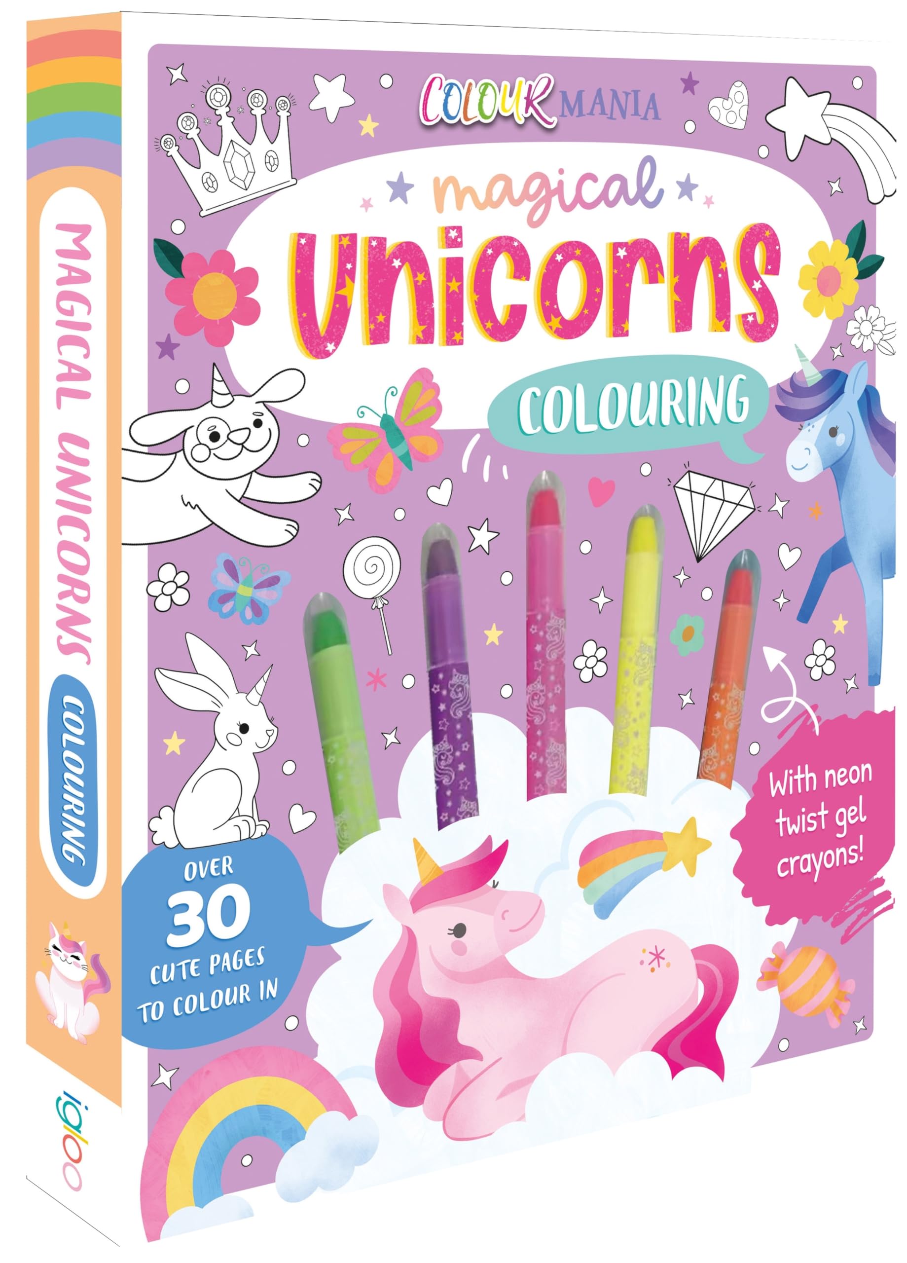 Igloo Books Ltd Magical Unicorns Colouring Paperback Book Multicolor:With neon crayons included