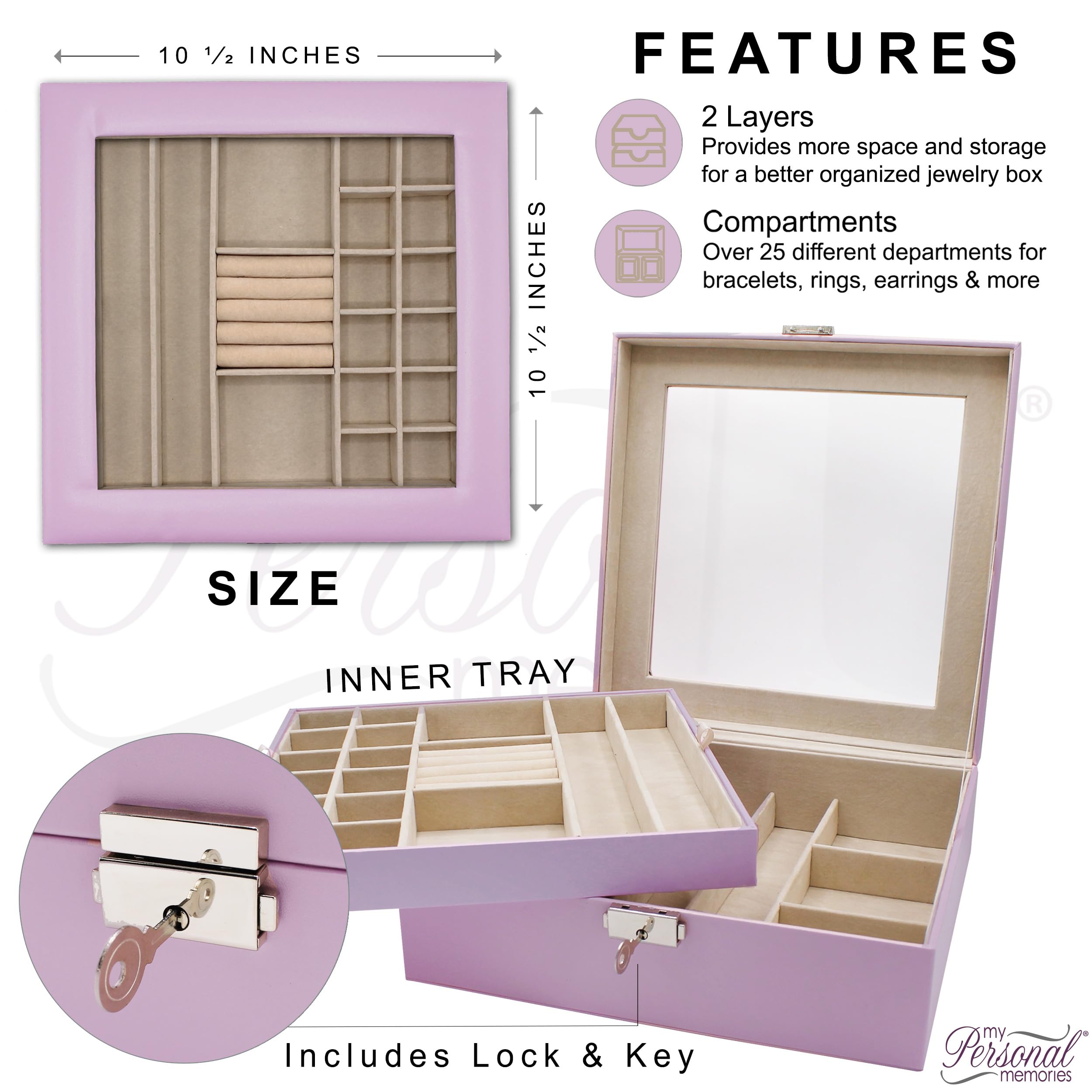 My Personal Memories 女の子用ジュエリーボックス - 名前とバレリーナ、マーメイド、ユニコーンなどが刻印されています (ホワイト)（並行輸入品）