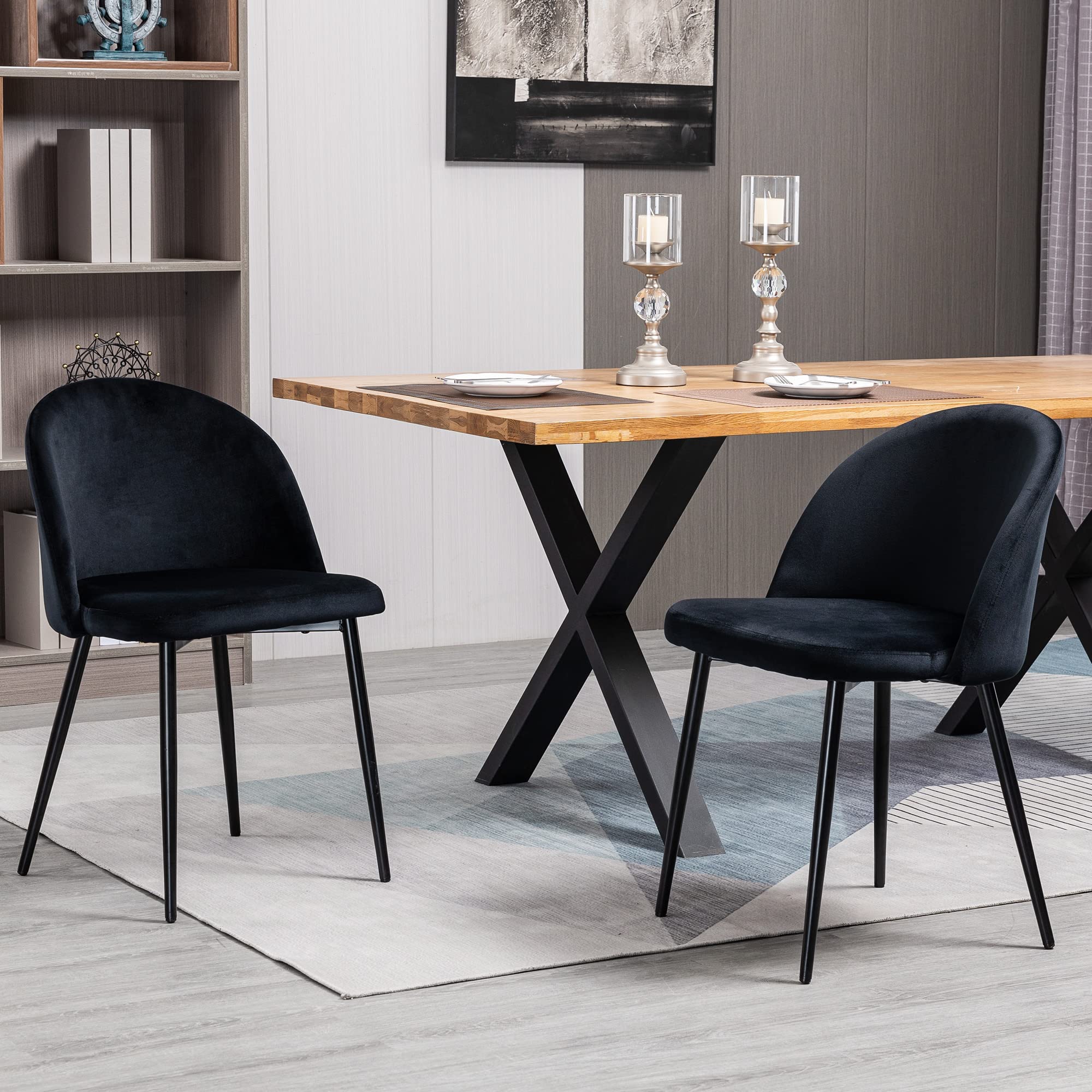 HOMCOM Set di 2 Sedie da Cucina in Velluto Imbottite, Sedie per Sala da Pranzo con Gambe in Acciaio, Capacità 120 kg, Grigio | Aosom Italy