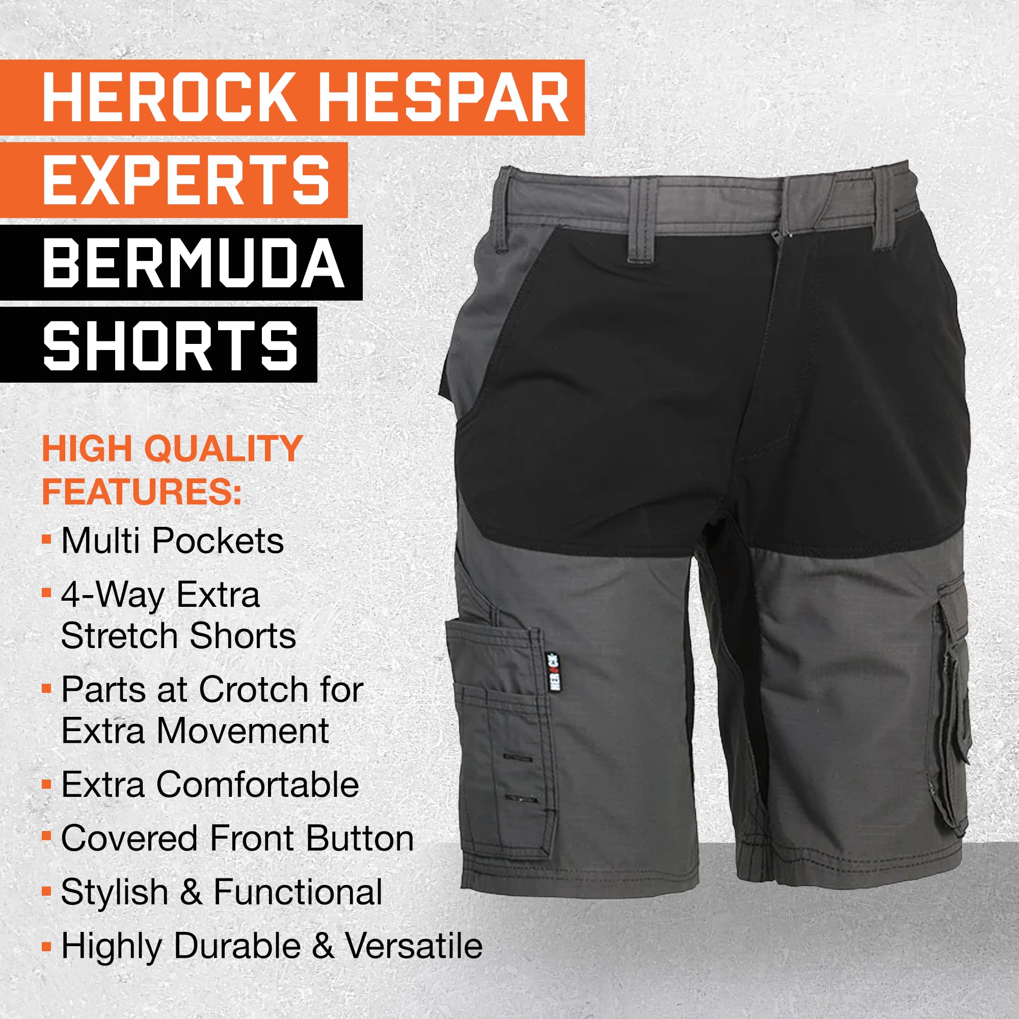 Herock 23MBM1901 Hespar Bermuda Bleu Marine/Noir, Taille 40