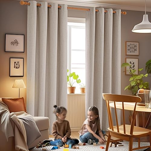 Miniatura 7 de Deconovo Cortinas 100% opacas para sala de estar, cortinas de oscurecimiento de habitación de doble cara para dormitorio, cortinas de lino sintético