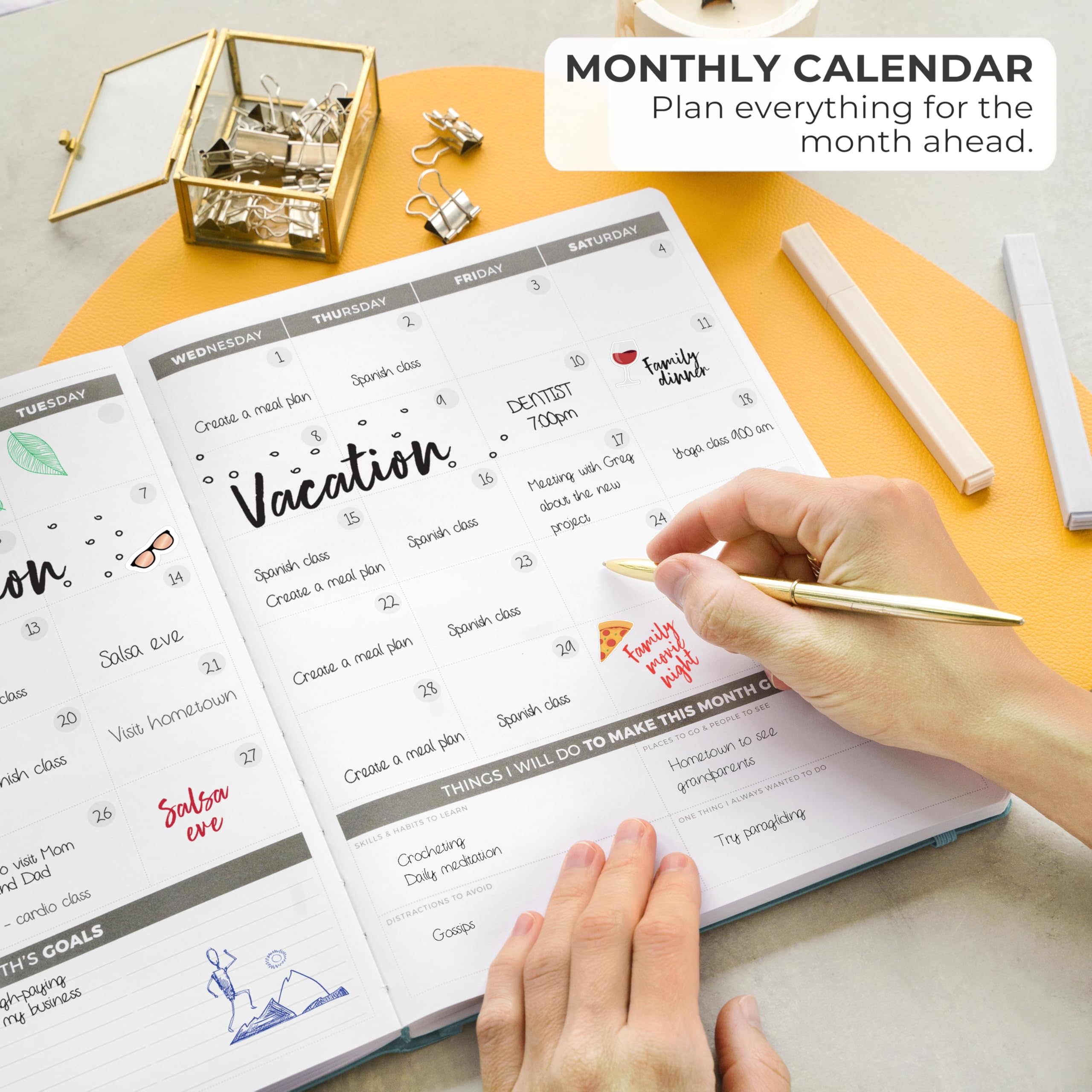 Clever Fox Planner PRO - Planner Settimanale/Mensile. Per aumento della tua produttività, Gestione del Tempo e raggiungere i tuoi obiettivi - Organizer, dura 1 anno - A4, Senza Data - Aquamarina