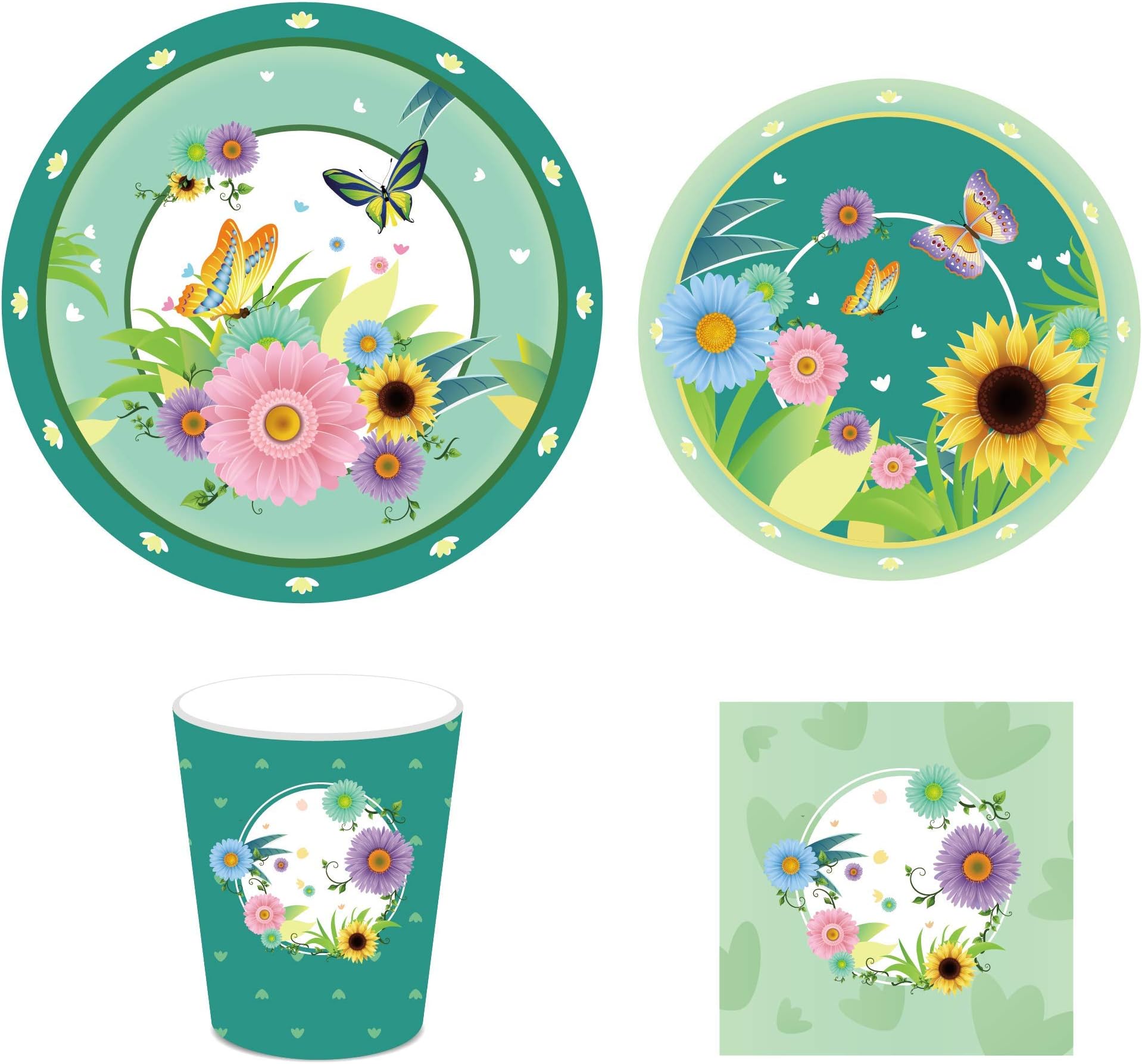Anor WishlifeAutume Summer Spring Sun Flowers Party Supplies,Serves 16–Includes Sun Flowers Paper Plates,Cups,Napkins and Straw for Sun Flowers Party,1st Birthday,Baby Shower,Picnic,Thanksgiving,Christmas and Happy New Year(113Pcs)
