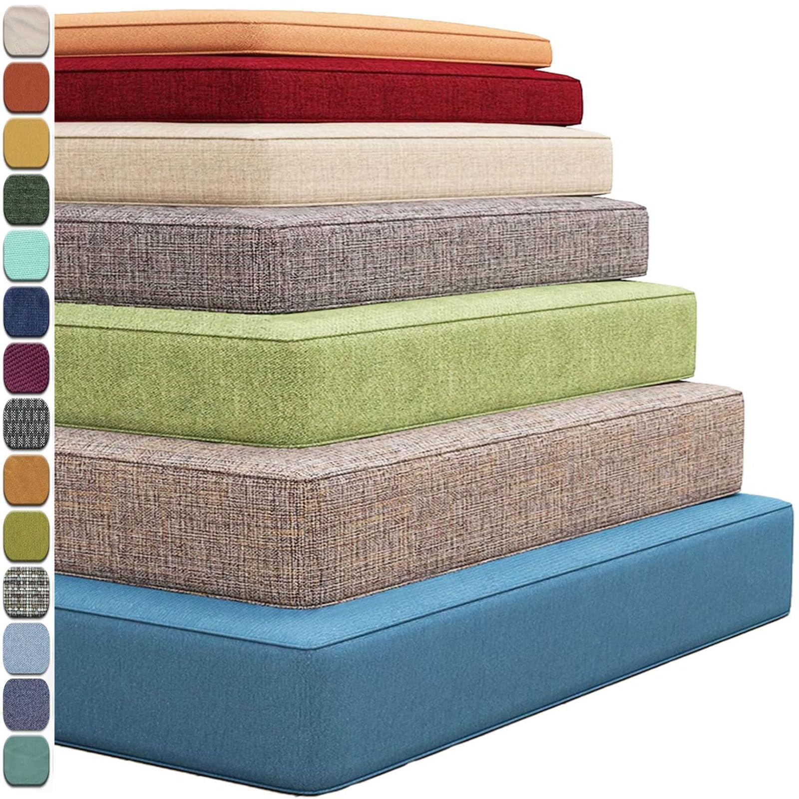 AmphaDeco Custom Bench Cushion Outdoor Pad, Waterproof Garden Bench Seat Cushions, Washable Outdoor Seat Pads,with Non-Slip Bottom Garden Furniture Cushions,for Indoor Bay Window Patio,5cm [Energy Class A]