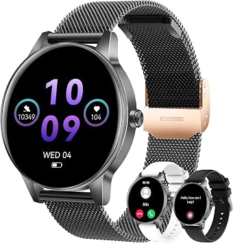 Smart Watches for Men WomenAnswer/Make Calls, 1.27" HD Screen Fitness Tracker with Heart Rate/Sleep Monitor, 130+ Sport Modes IP68 Waterproof Activity Tracking, Smart watch for Android iPhone, Black