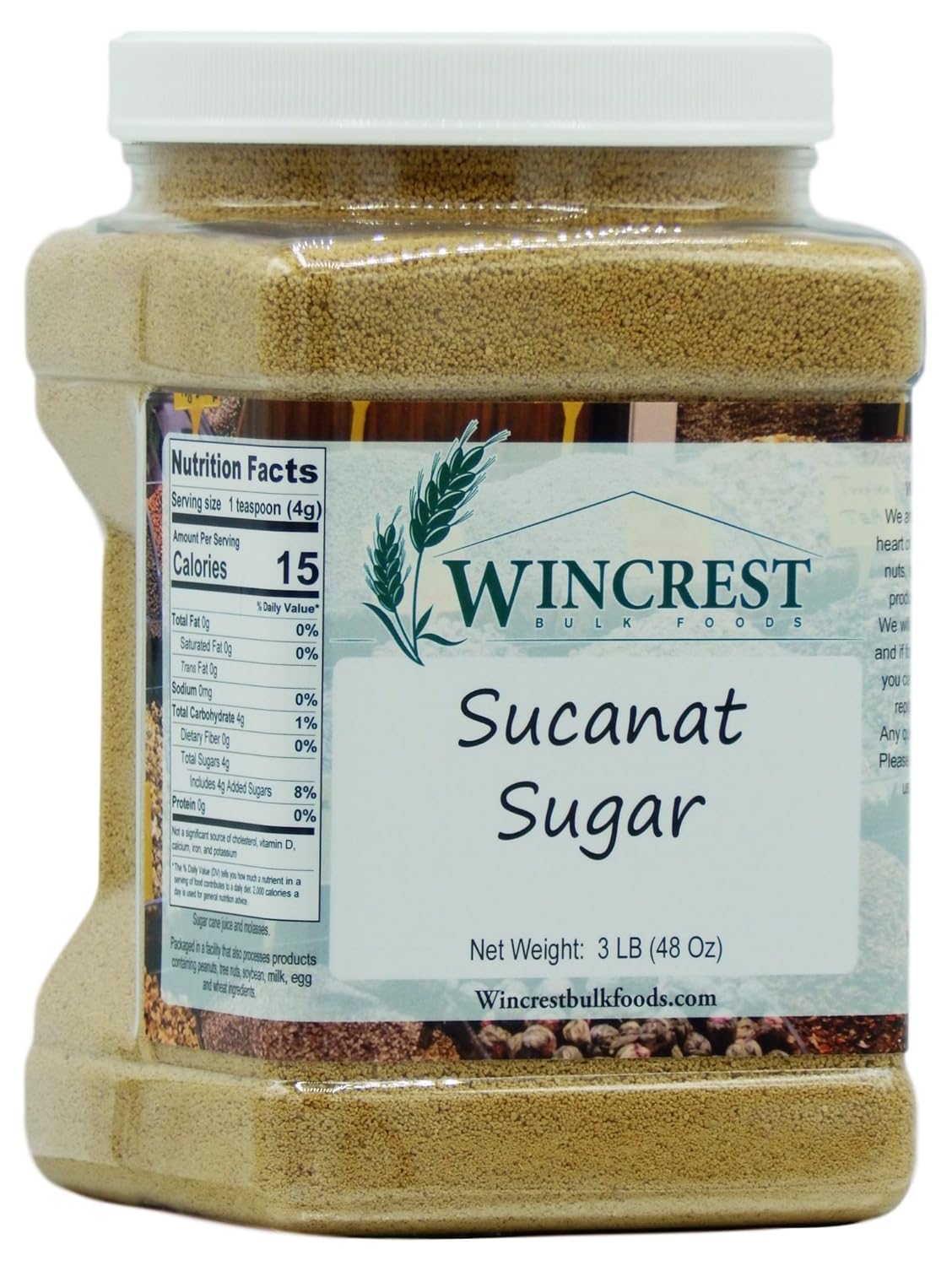 Sucanat Sugar - 3 Lb Tub