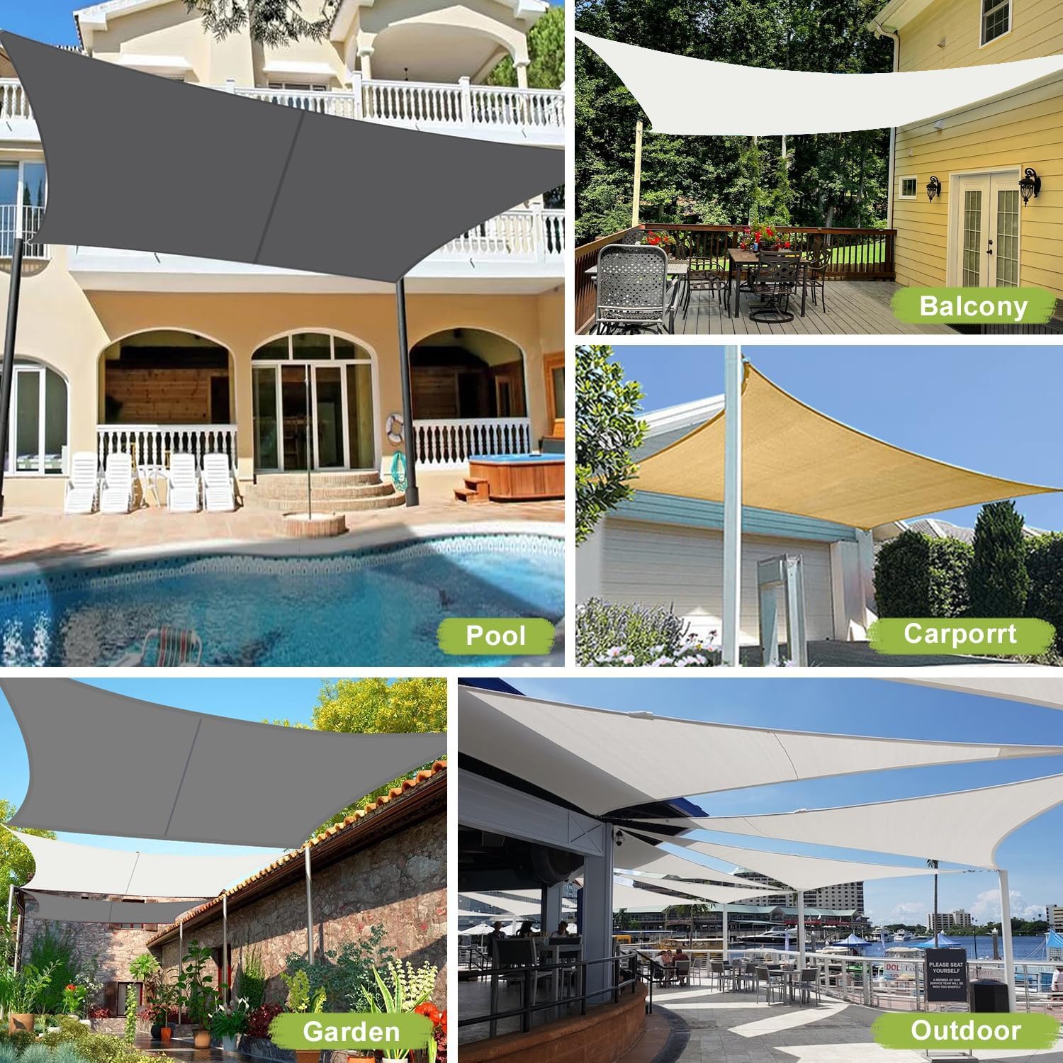Sunnylaxx Zonnezeil,Waterdicht Schaduwzeil,Rechthoekig,2.5x3.5 m-Grijs,Zonwering,Waterafstotend,Premium PES Polyester ANT- UV,voor Buiten Luifel,Tuin,Balkon,Terras