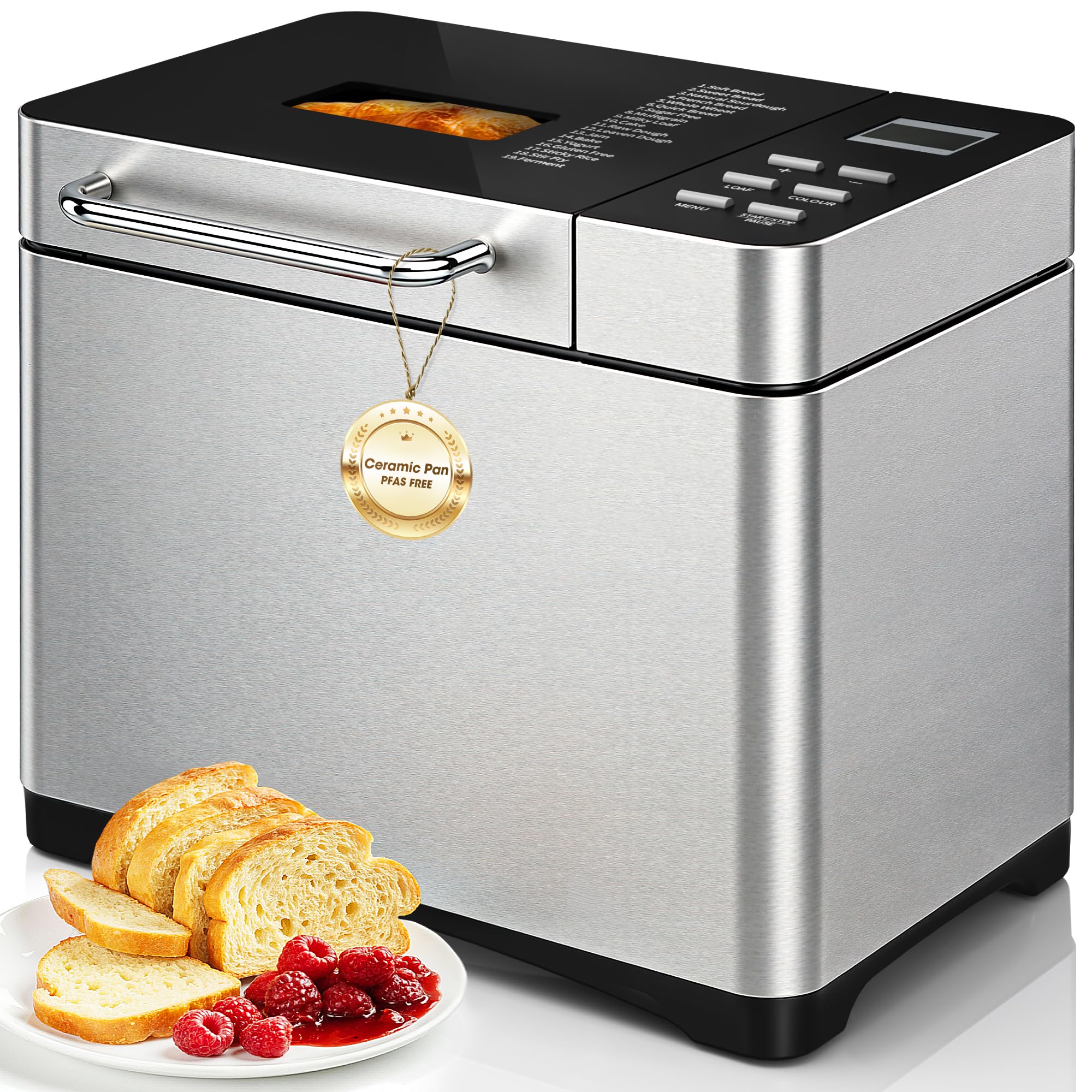 19-in-1 Bread Maker Machine, 2LB with Fruit &amp; Nut Dispenser