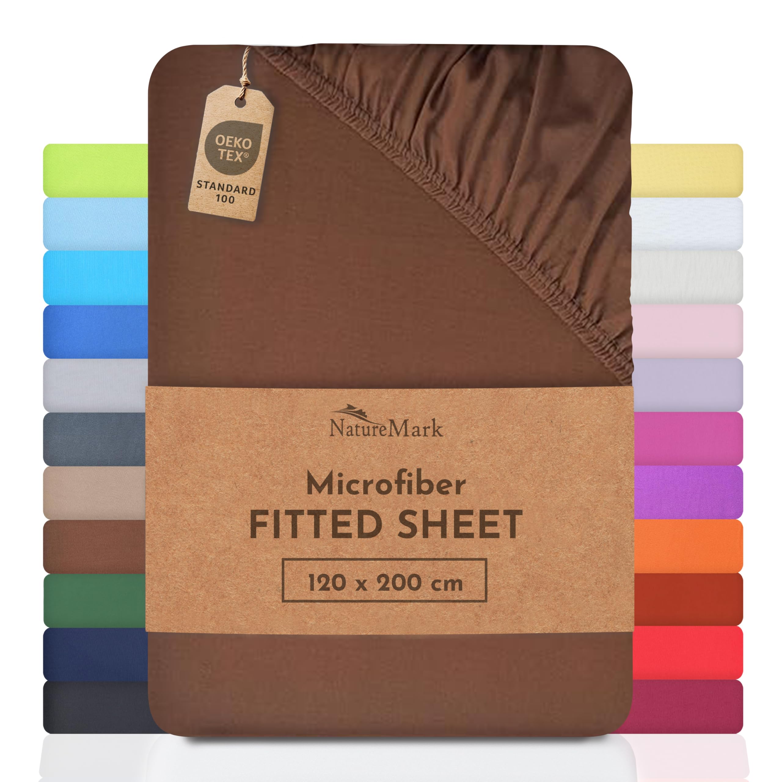 NatureMark Microfiber Fitted Sheet – Soft, Breathable & Comfortable – With Elastic Band – 120 x 200 cm – Chocolate Brown
