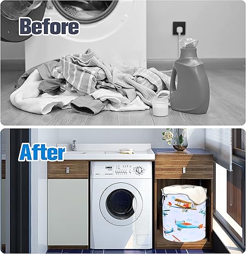 Miniatura 10 de Hermosa cesta de lavandería floral de acuarela, plegable, impermeable, de tela Oxford, divertida bolsa de lavandería, cesta de almacenamiento de