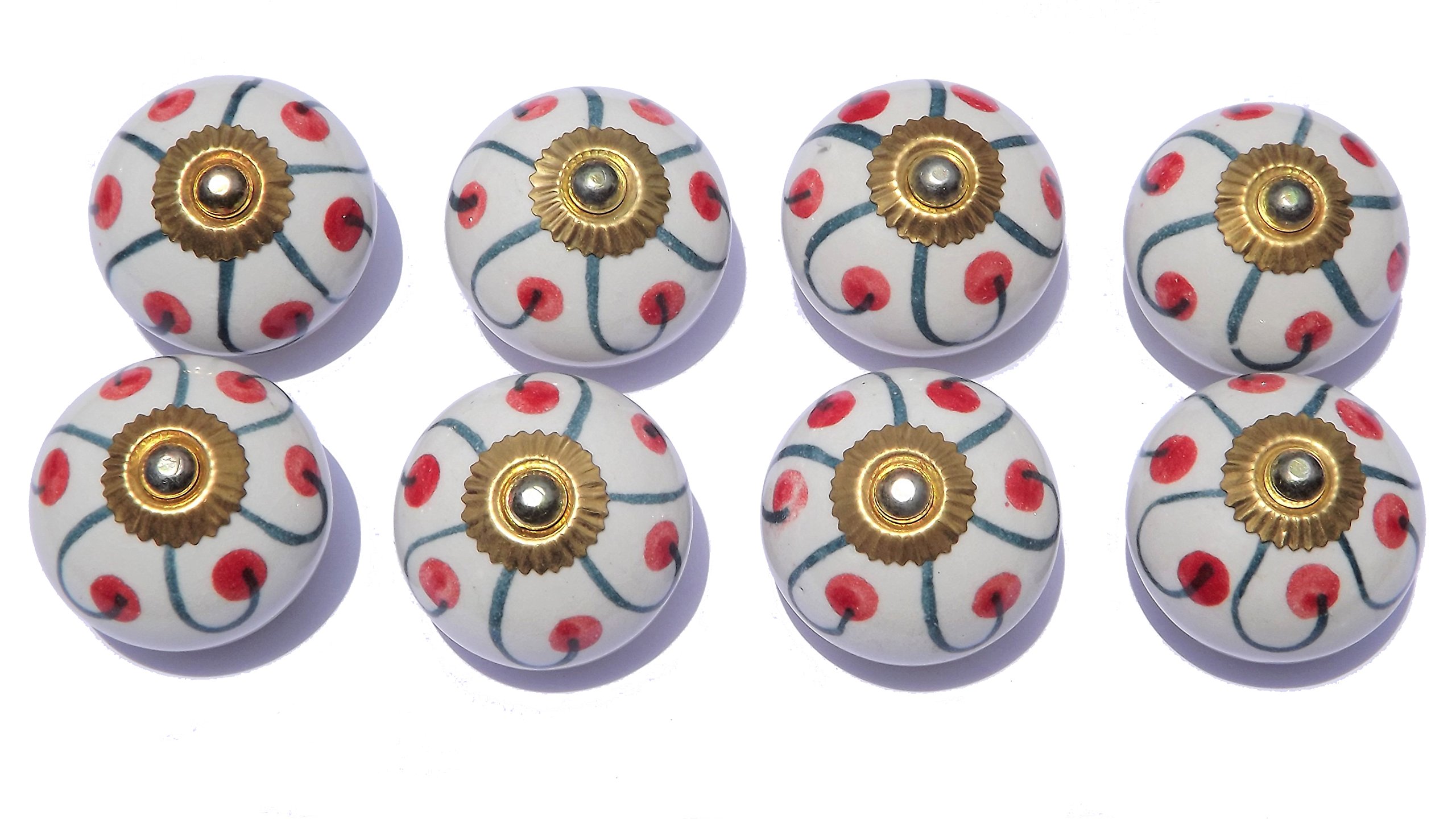 Lot de 8 boutons de porte ronds en céramique pour placard, tiroir, style shabby chic