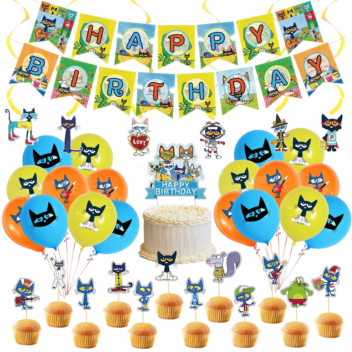 Amazon.co.jp: ねこのピート 誕生日 飾り付け パーティー セット Pete