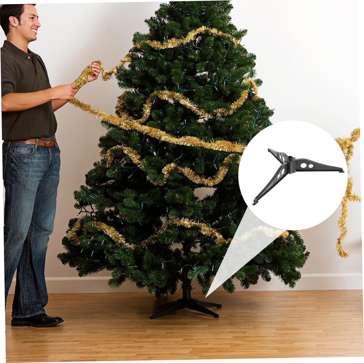 Compact Plastic Christmas Tree Stand Sturdy Base for Artificial Xmas Trees Easy Assembly Detachable Design for Convenient Storage for Home Christmas Decor Base