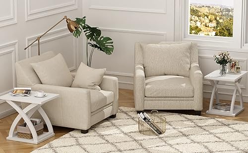 Miniatura 5 de ChooChoo Mesa auxiliar lateral, mesa auxiliar moderna con estante de almacenamiento, mesa lateral de diseño X para sala de estar (blanco)