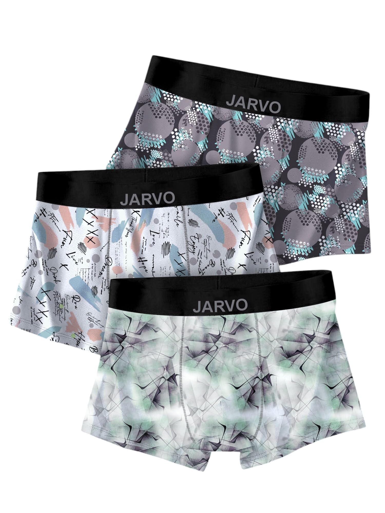 jarvo Men's Regular Fit Nylon Trunks, Geometric Pattern, 3 Pack-picture-50