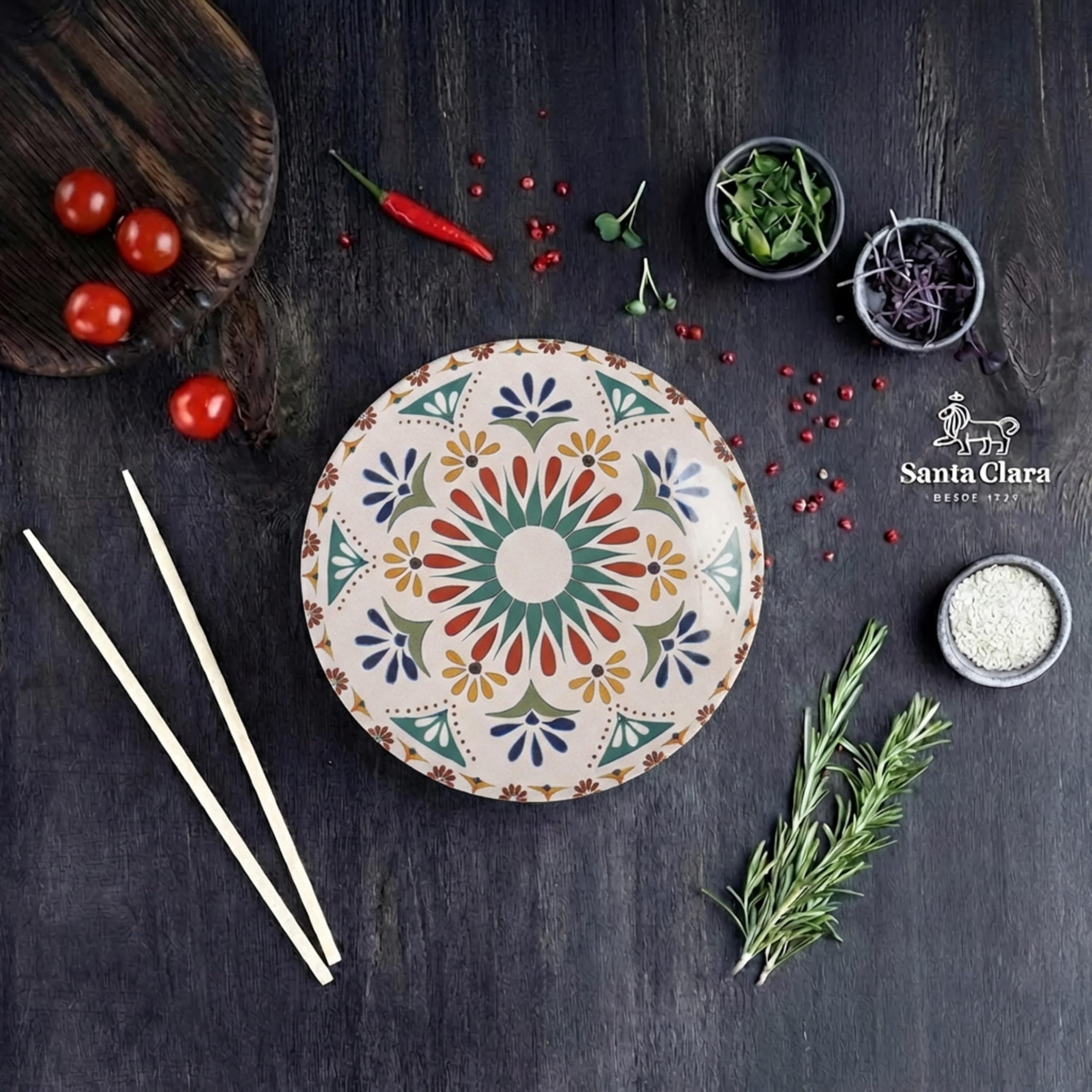 SANTA CLARA | Vajilla Completa 12 Piezas Cerámica Stoneware Redonda para 4 Personas, Apta Microondas y Lavavajillas, Vajilla Coimbra con Diseño Tradicional para Hogar y Cocina — view 4
