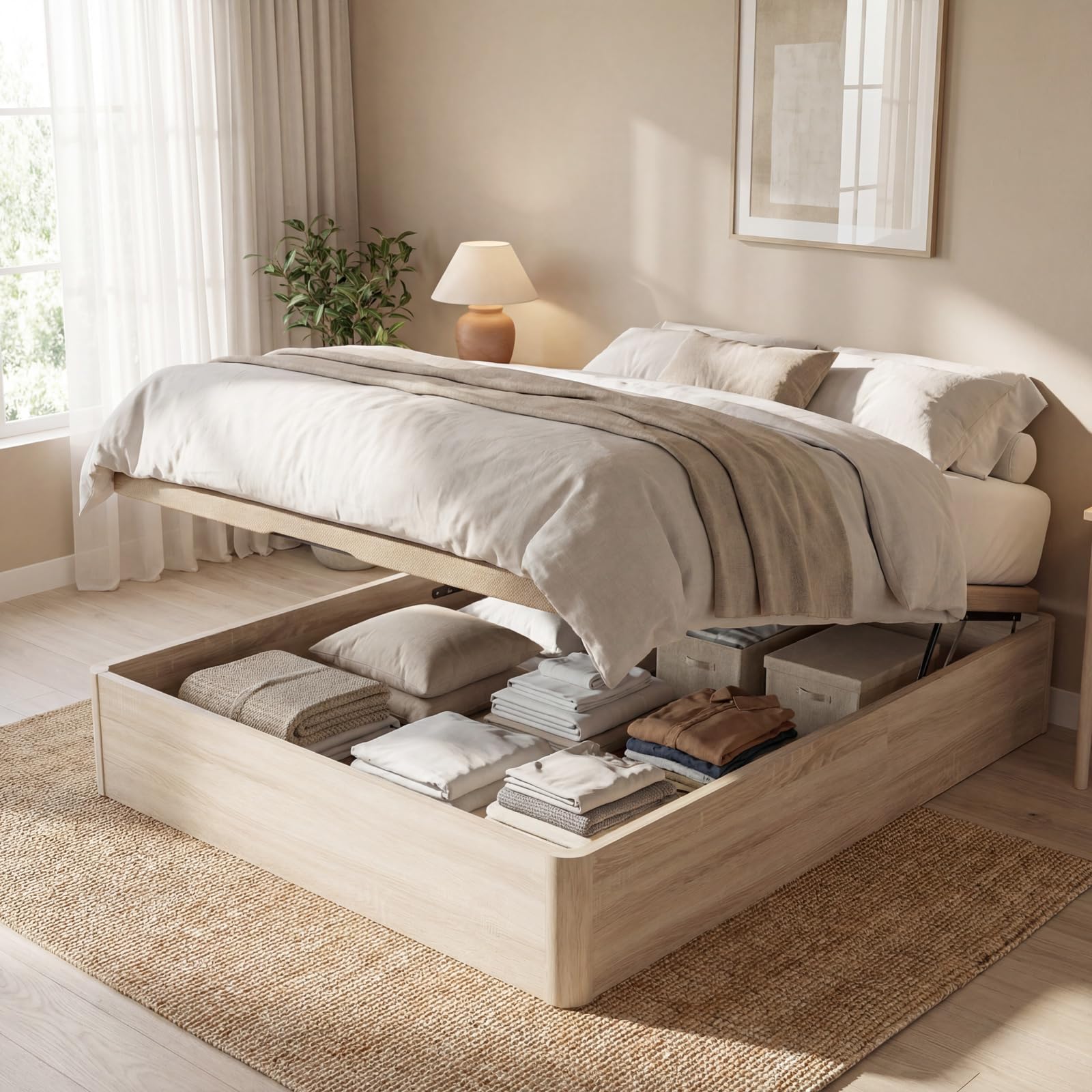 DUÉRMETE ONLINE - Canapé Abatible 105x190 cm Cambria, Gran Capacidad de Almacenaje, Estructura Súper Reforzada, Tapa 3D Transpirable, Incluye Subida a Domicilio