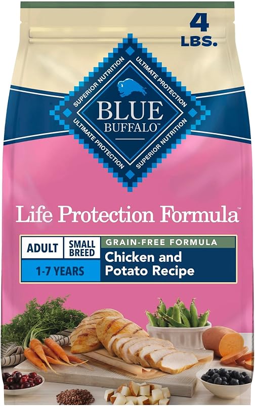 Ração liofilizada para cães adultos de pequeno porte Blue Buffalo Life Protection Formula com frango e batatas, 1,84 kg