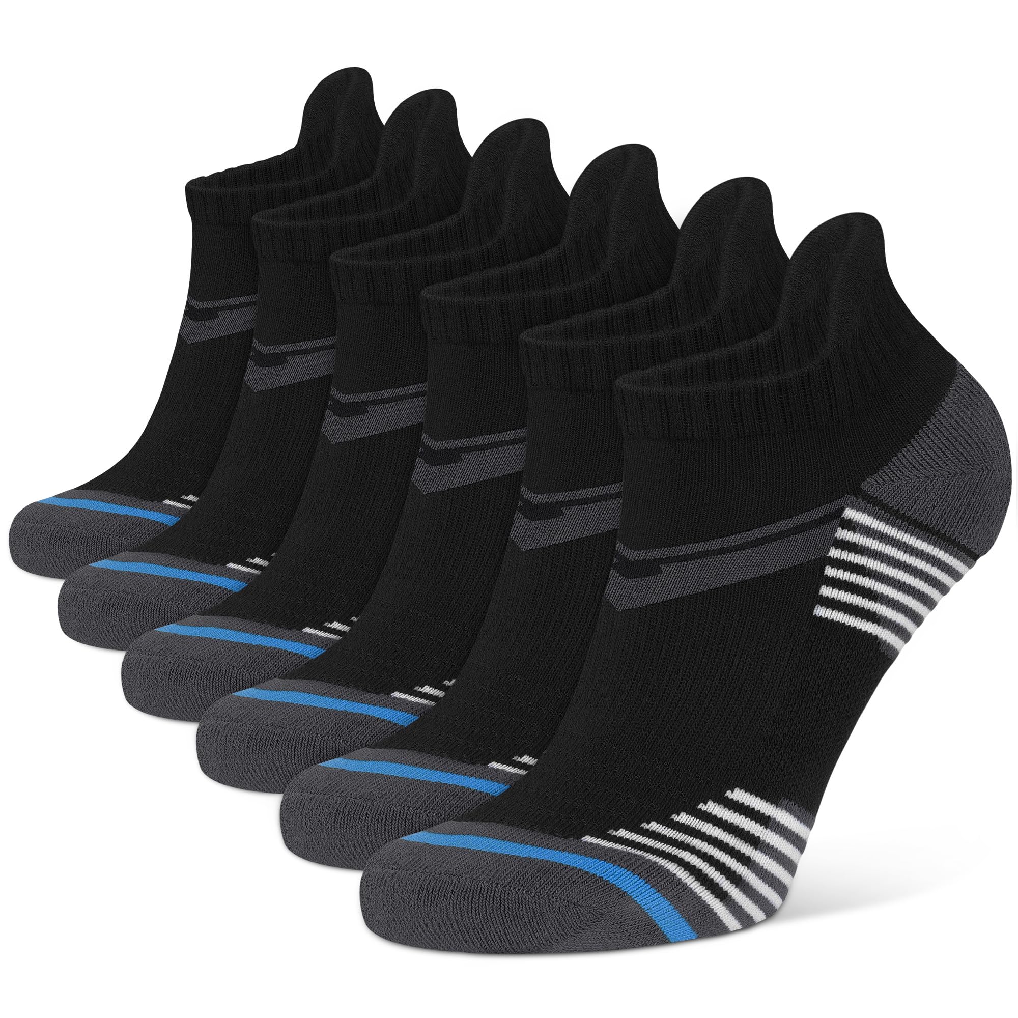 Closemate 6 Pares Calcetines Deporte Hombre Mujer Calcetines con Acolchada Tobilleros Antideslizante Transpirable Algodón Corto Deportivos Calcetines Algodón Ciclismo Running Trekking Hombres