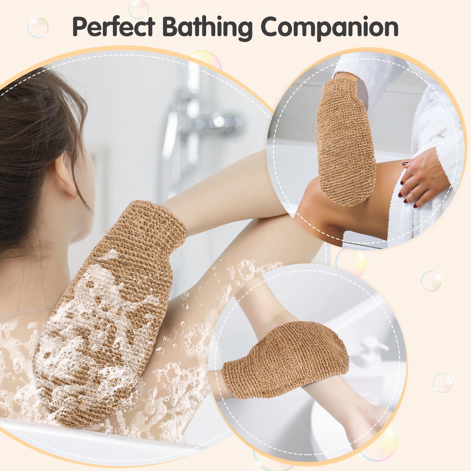 Spazzola Schiena Doccia Guanto Esfoliante Fibra di Bambù per Lavare la Massaggi da Bagno Maschili E Femminili 2 Pezzi (Marrone)