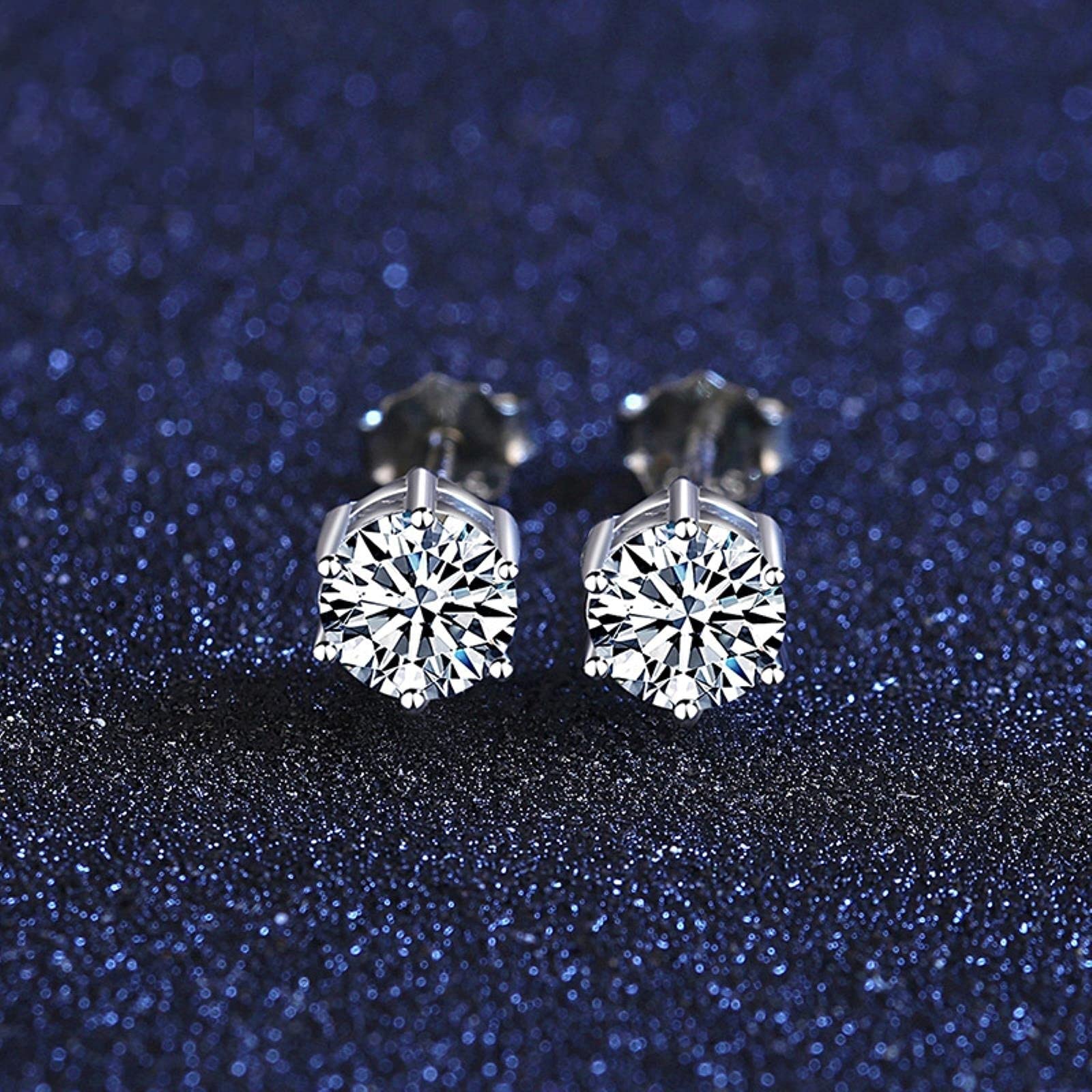 LOKILOKI Pendientes De Plata De Ley 925 Moissatine para Niña, Mujer, Boda, Fiesta, Joyería Fina, Regalo