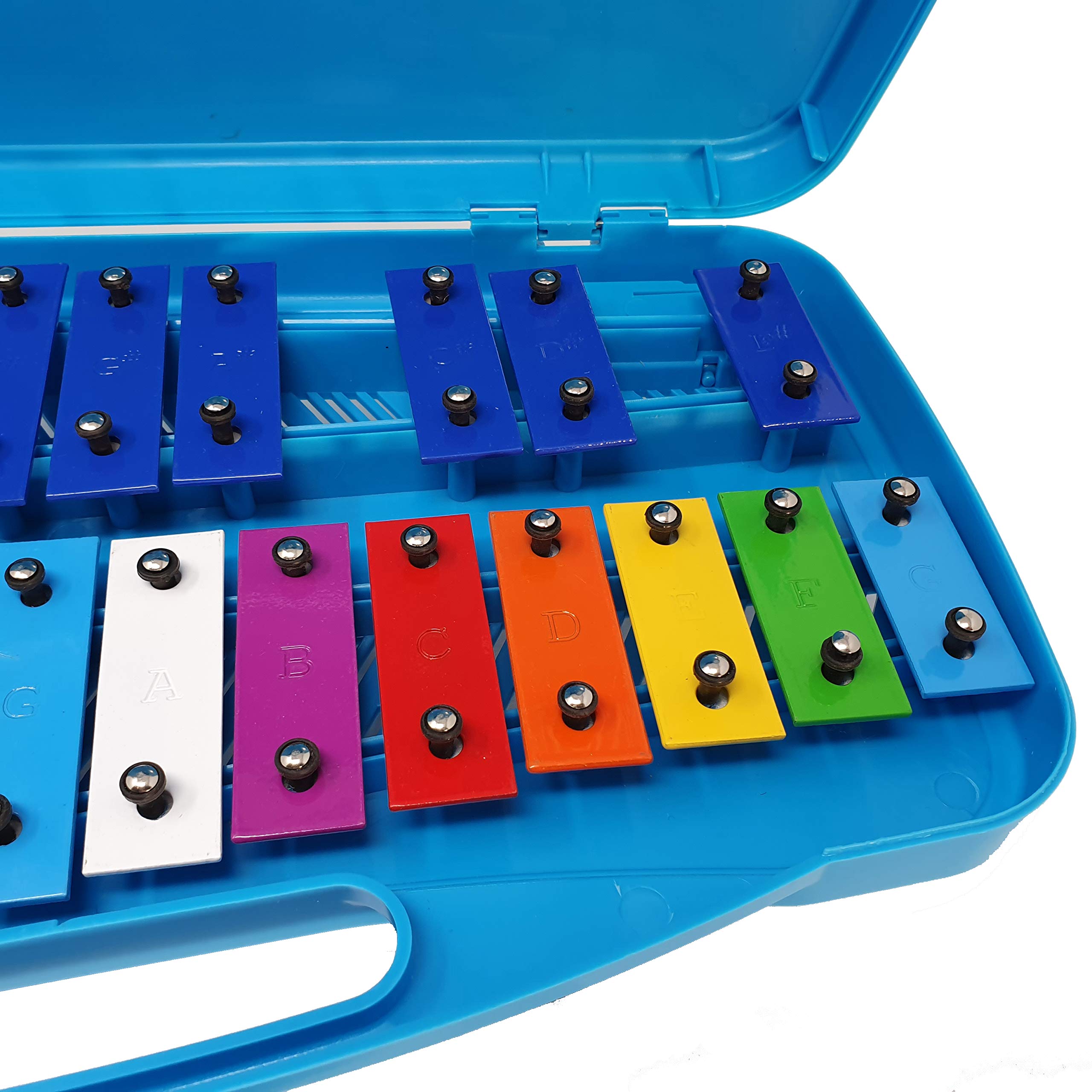 ROCKSTAR - Glockenpiel Carrillón Metalófono Xilófono SG25C3 Cromático, 25 Teclas metálicas con Estuche y Mazas. Instrumento Musical
