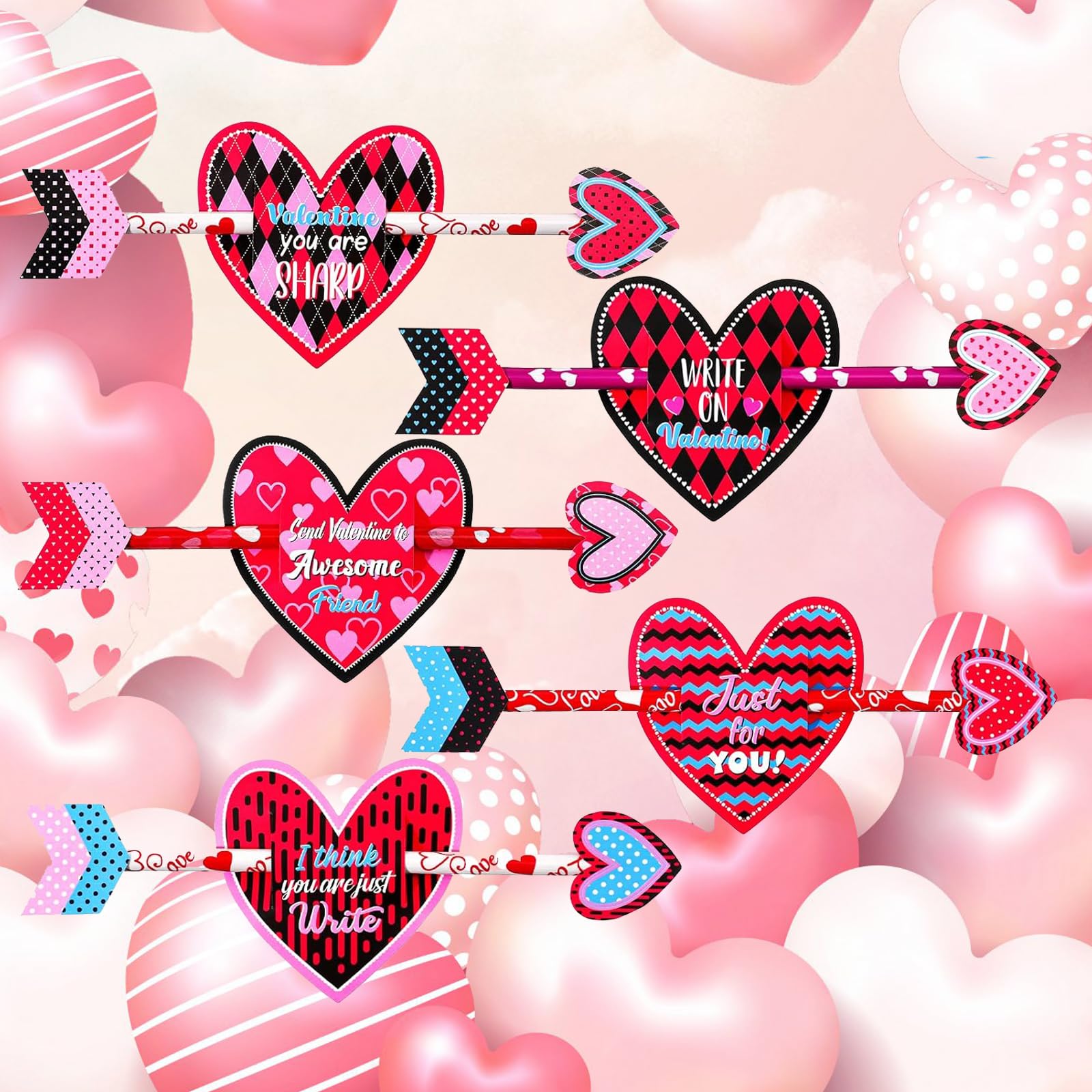 72 lápices para el día de San Valentín, lápices de corazón de madera, regalos de fiesta, lápices de madera, para niños, regalos de intercambio de niños, recompensas escolares, regalos de