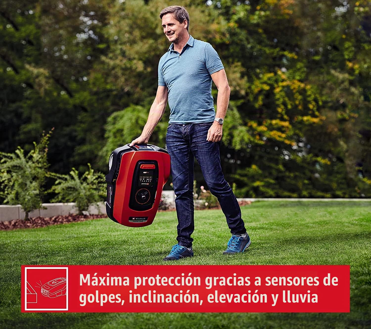Einhell Power X-Change - Cortacésped robótico de 18 V con estación de Carga para césped de hasta 1200 m², Corte de césped multizona, Control de aplicación Bluetooth, Kit de Robot cortacésped FREELEXO