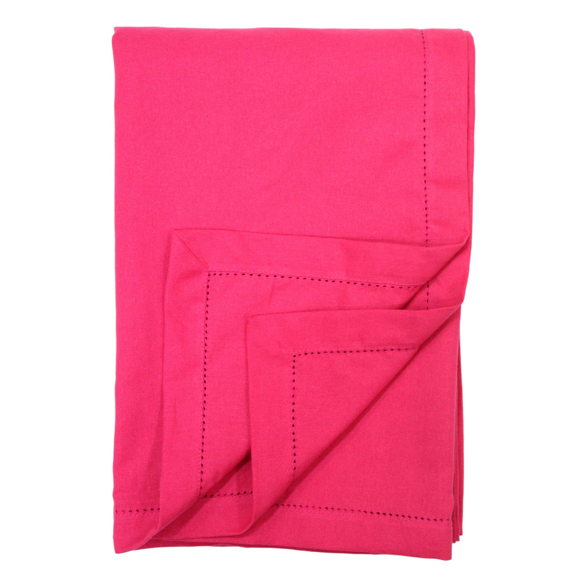 Ragged Rose Cotton Tablecloth for a 6-7 Ft Table - Versatile Table Cloth with Simple Embroidered Hem - Indoor & Outdoor Decor for Living Room, Kitchen, & Garden