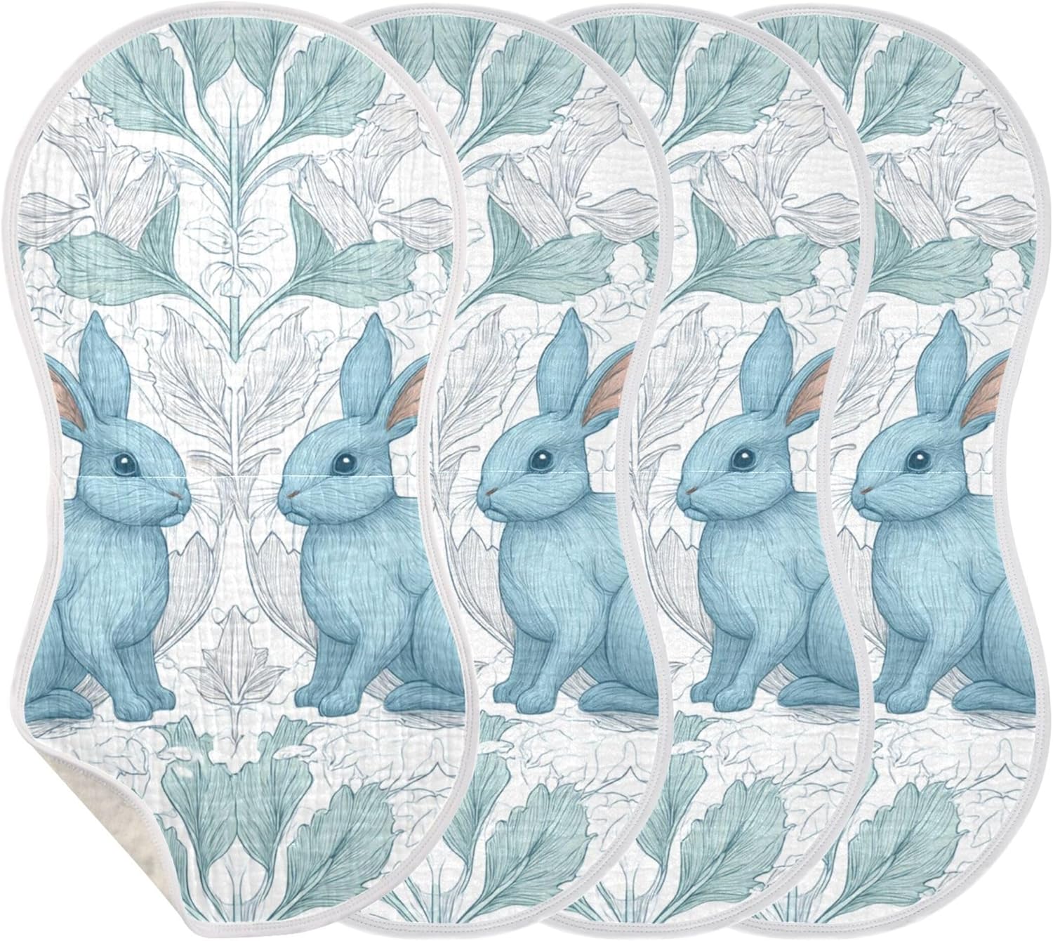 Rabbits Floral Ethnic Burp Cloths Baby Boys Girls Absorbent Soft Cotton Burping Cloths Rags 4 Pack