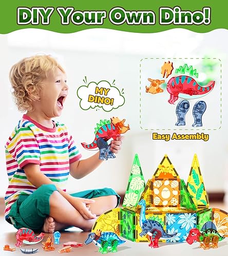 Miniatura 3 de Bloques de construcción magnéticos, dinosaurios, bloques de construcción, juguetes para niños de 3 a 5 años, 4-8, 8 a 12 años, animales creativos,