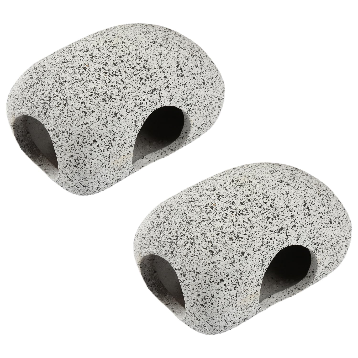 Tabanzhe 2 Pcs Ceramic Aquarium Cave Rocks, Fish Tank Hideout Decoration With Holes, Safe Breeding Hideaway For Betta Shrimp Cichlid & Small Fish