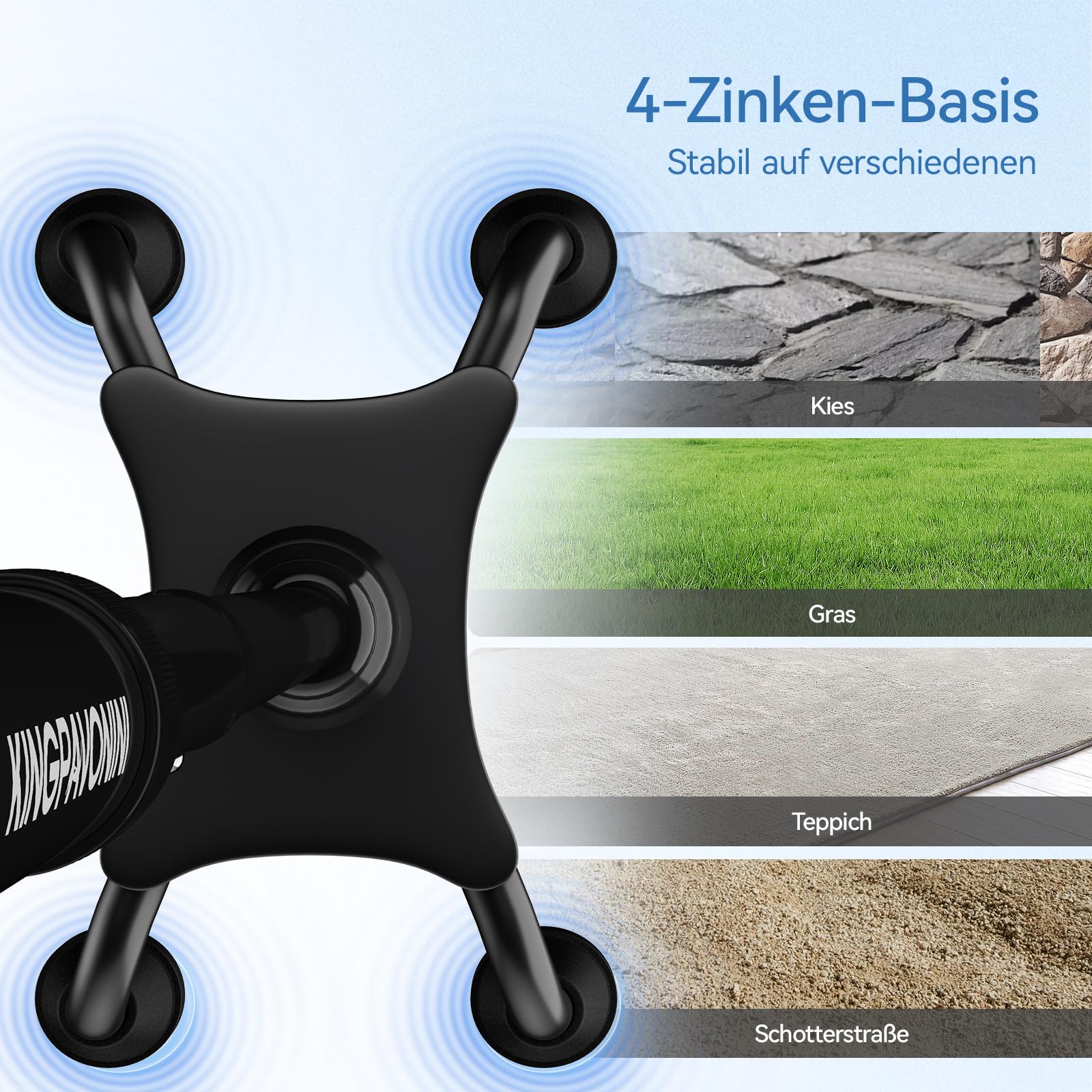 KingPavonini Gehstock für Damen und Herren mit zweitem Griff, faltbar und Verstellbarer Quad-Stock mit 4-Zacken-Basis zum Stehen, Gehstock klappbar für Senioren und Erwachsene
