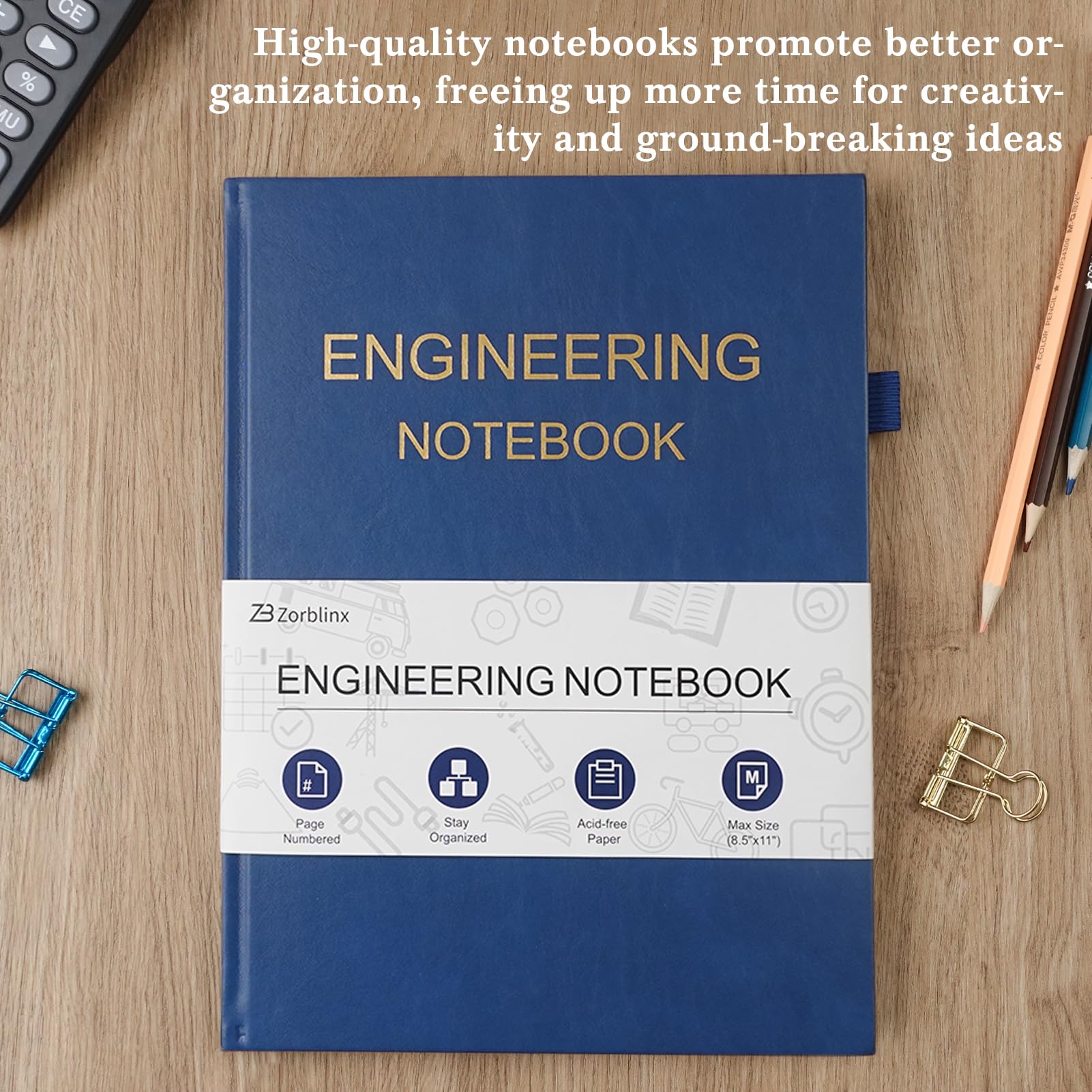 Cuaderno de ingeniería, cuadernos de papel de ingeniería profesional para el trabajo, 8.5 x 11 pulgadas, cuaderno de laboratorio para estudiantes con papel cuadriculado, cuaderno gráfico de