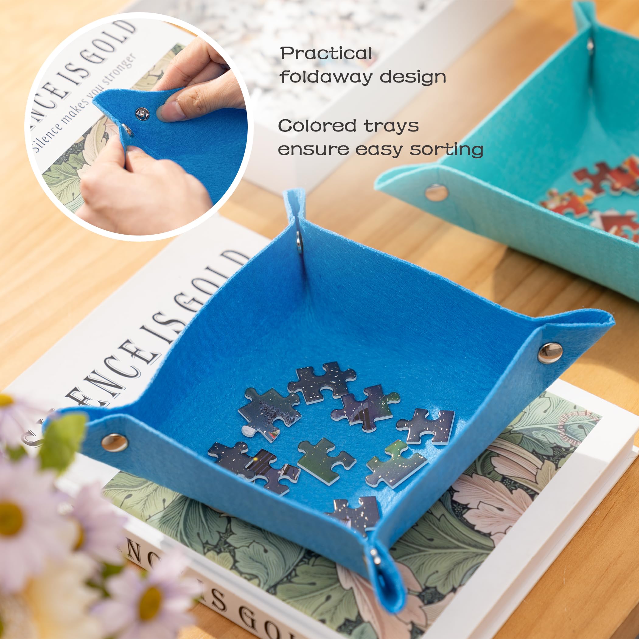 Tektalk 3000-Pc Jigsaw Puzzle Mat with 6 Felt Sorting Trays, Higher-Capacity Design - Image 3