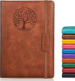 Biuwory Lined Journal Notebook for Women Men,256 Pages A5 Hardcover Leather Journals for Writing,Travel,Business,Work & School,College Ruled Notebooks for Note Taking,Diary Notepad 5.7"×8.3"(Brown)