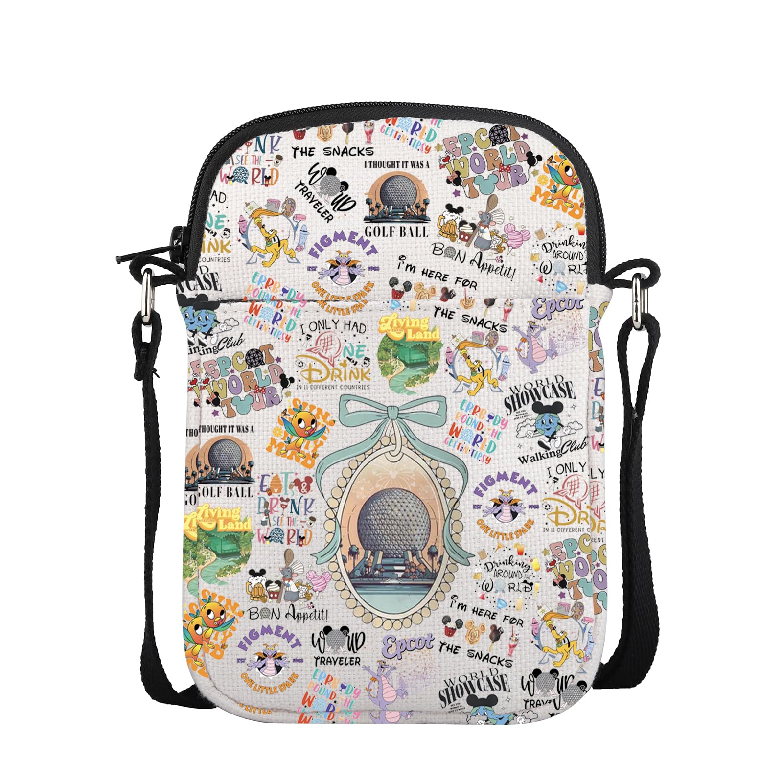 POFULL Theme Park Vacation Trip Gift Magic World Family Vacation Gift Spaceship Earth Crossbody Bag (HERE FOR THE)